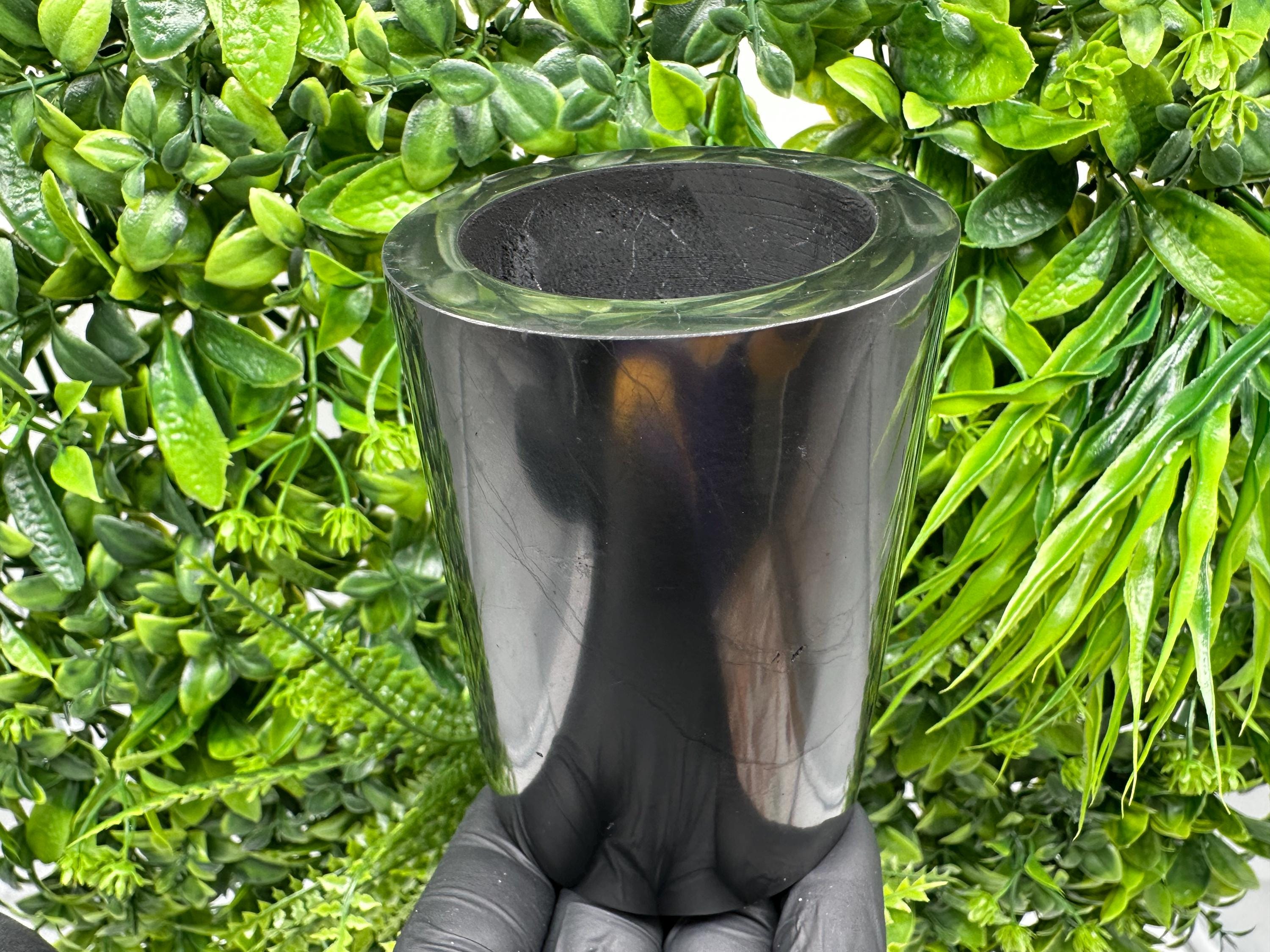 Shungite Cup (100mm): Polished Stone Water Cup, Chakra Healing