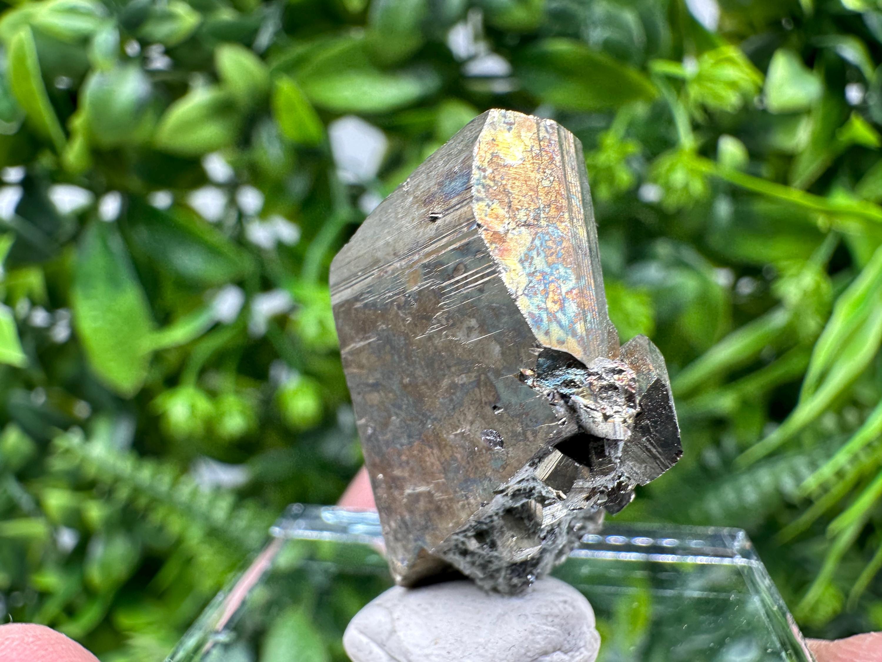 Rare Rainbow Pyrite Crystal Cluster - Borieva Mine, Bulgaria