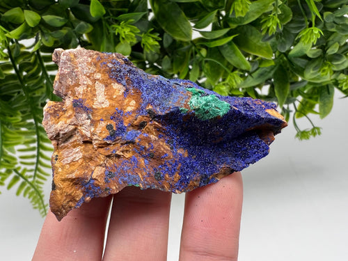Azurite Malachite Mineral Specimen: Moroccan Blue-Green Crystal, Collector Stone