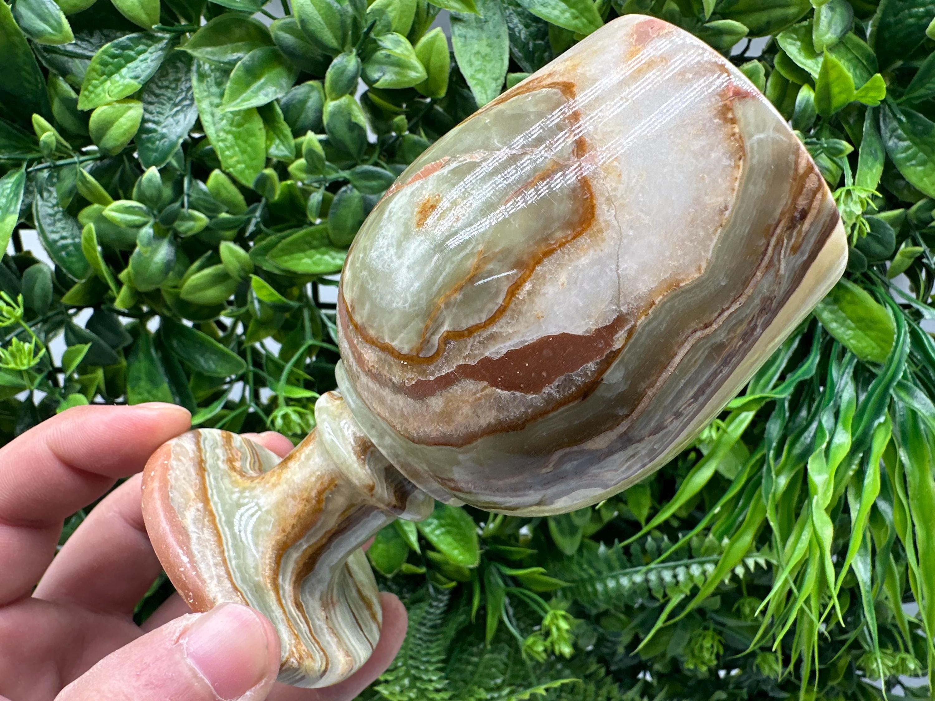 Vintage Onyx Goblet: Natural Stone Wine Cup, Barware