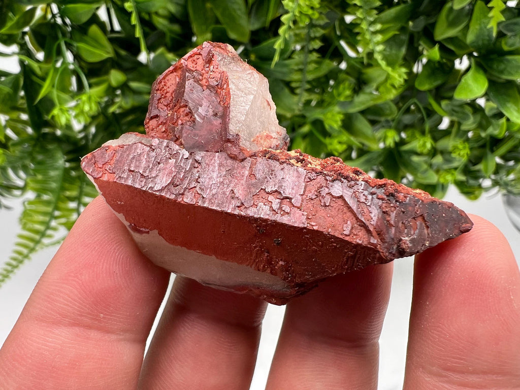 Red Hematite Quartz Specimen: Moroccan Phantom Crystal, Rare Mineral Collection