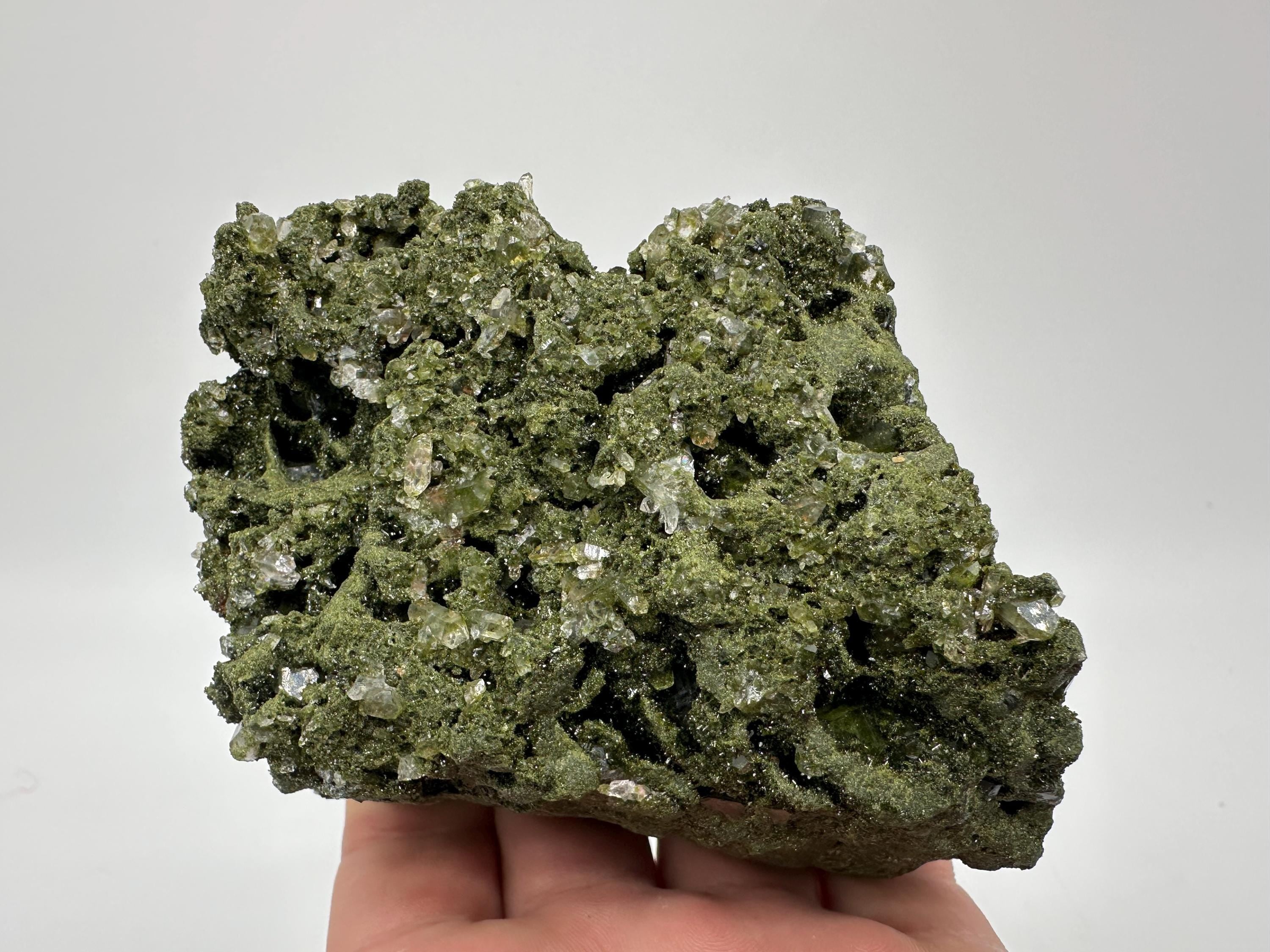 Sparkly Green Epidote with Quartz Crystals - Eastern Anatolian Mineral Decor