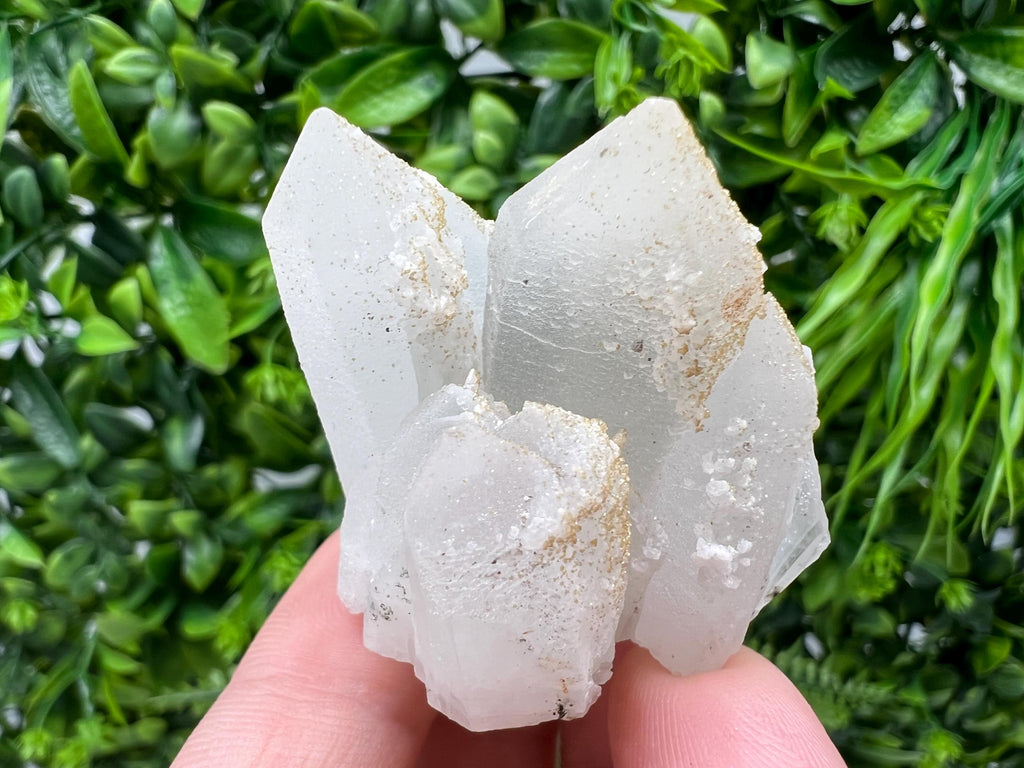 Calcite on Green Quartz Crystal, Djurcovo Mine, Bulgaria