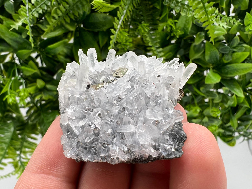Transparent Quartz with Rainbow Pyrite, Bulgaria Minerals Collection