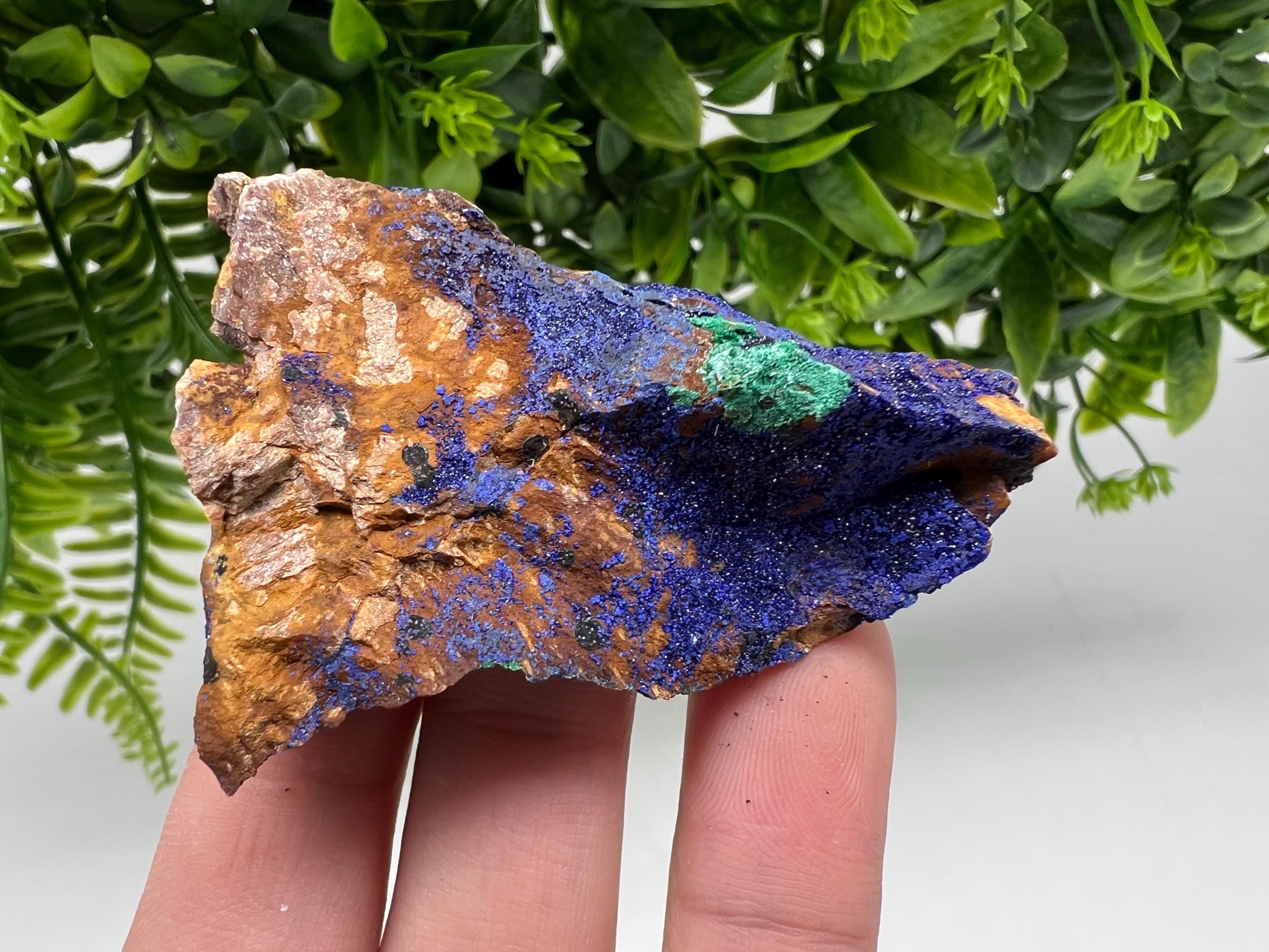 Azurite Malachite Mineral Specimen: Moroccan Blue-Green Crystal, Collector Stone