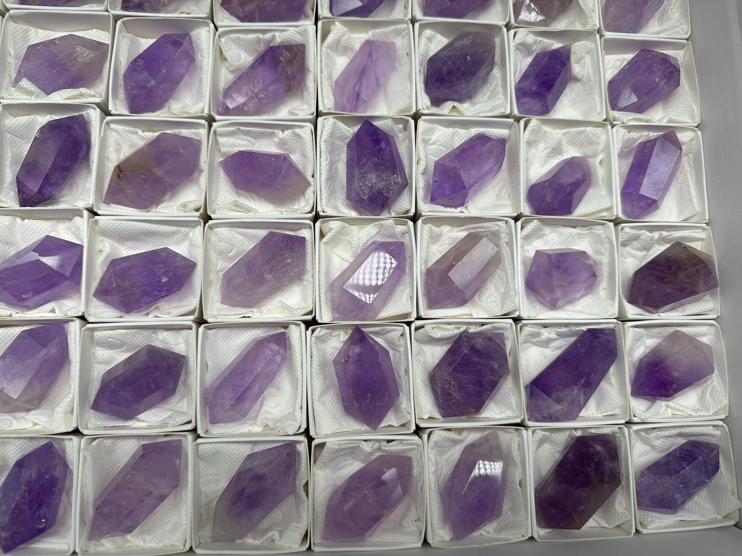 Brazilian Amethyst Point, Cathedral Crystal, Deep Purple,Double sprouted