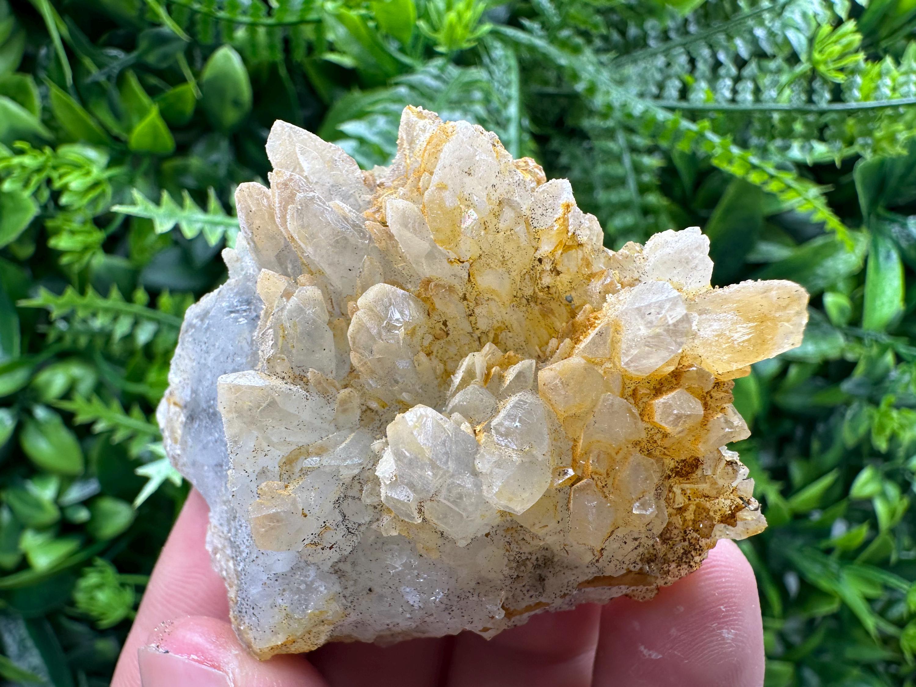 Quartz Crystal Cluster with Limonite – Mineral Specimen