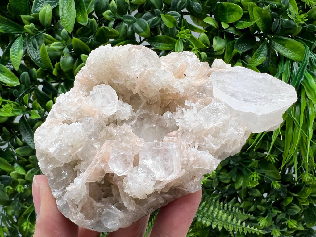 Apophyllite Stilbite on Chalcedony, Natural Mineral Specimen, India