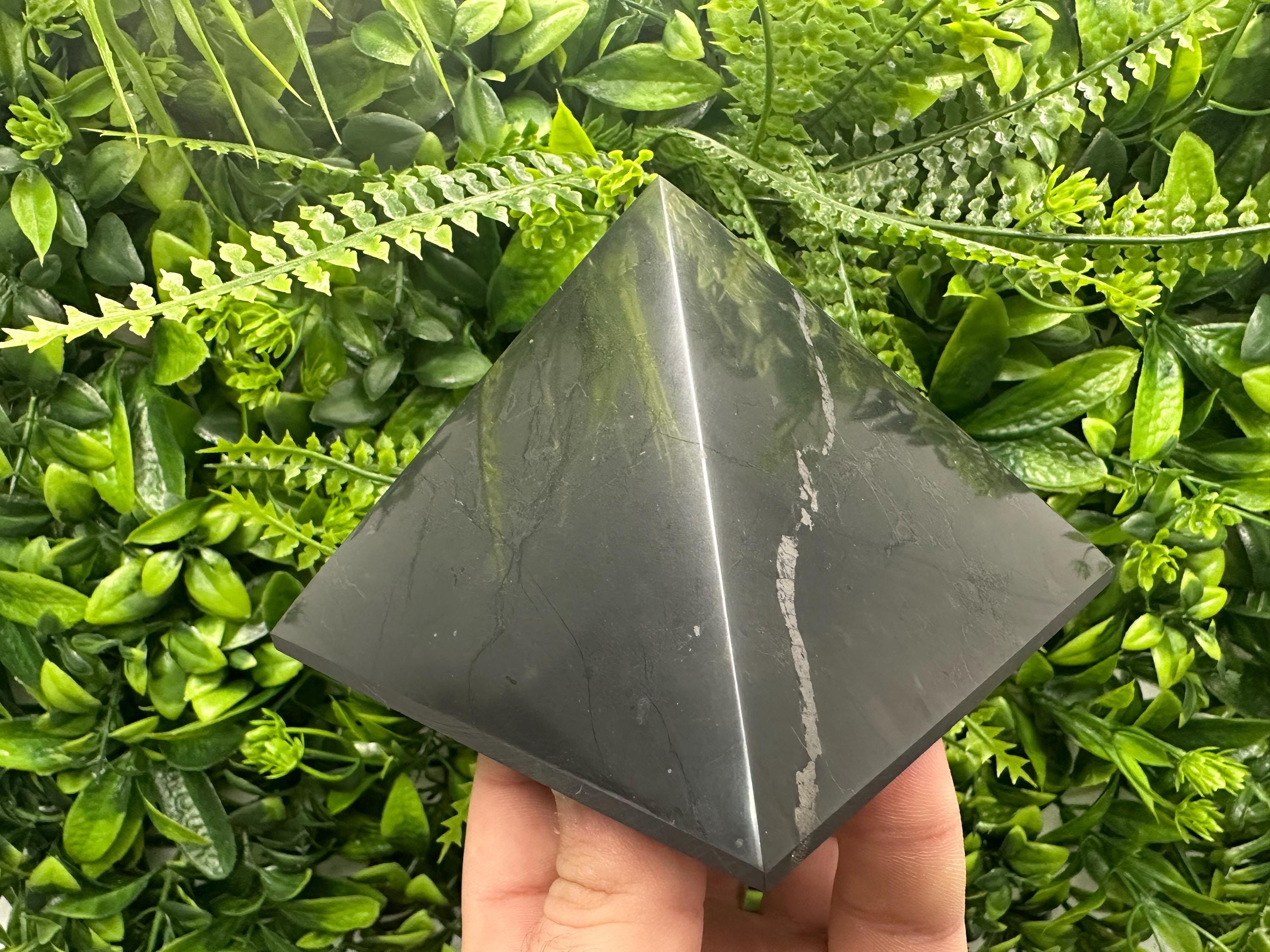 Shungite Pyramid 100MM – Natural Protection & EMF Shielding Stone