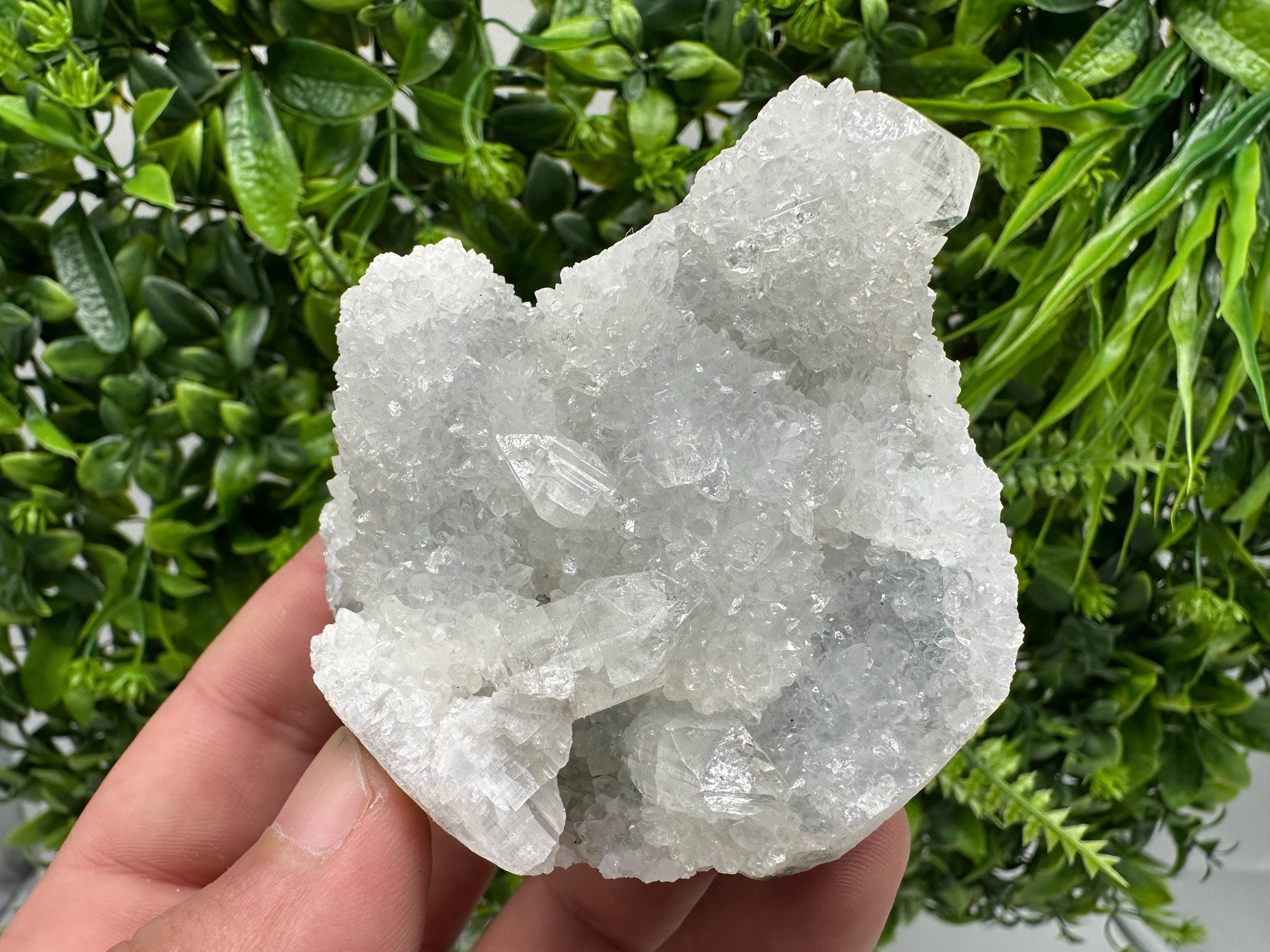 Transparent Apophyllite on Chalcedony, India Mineral Specimen