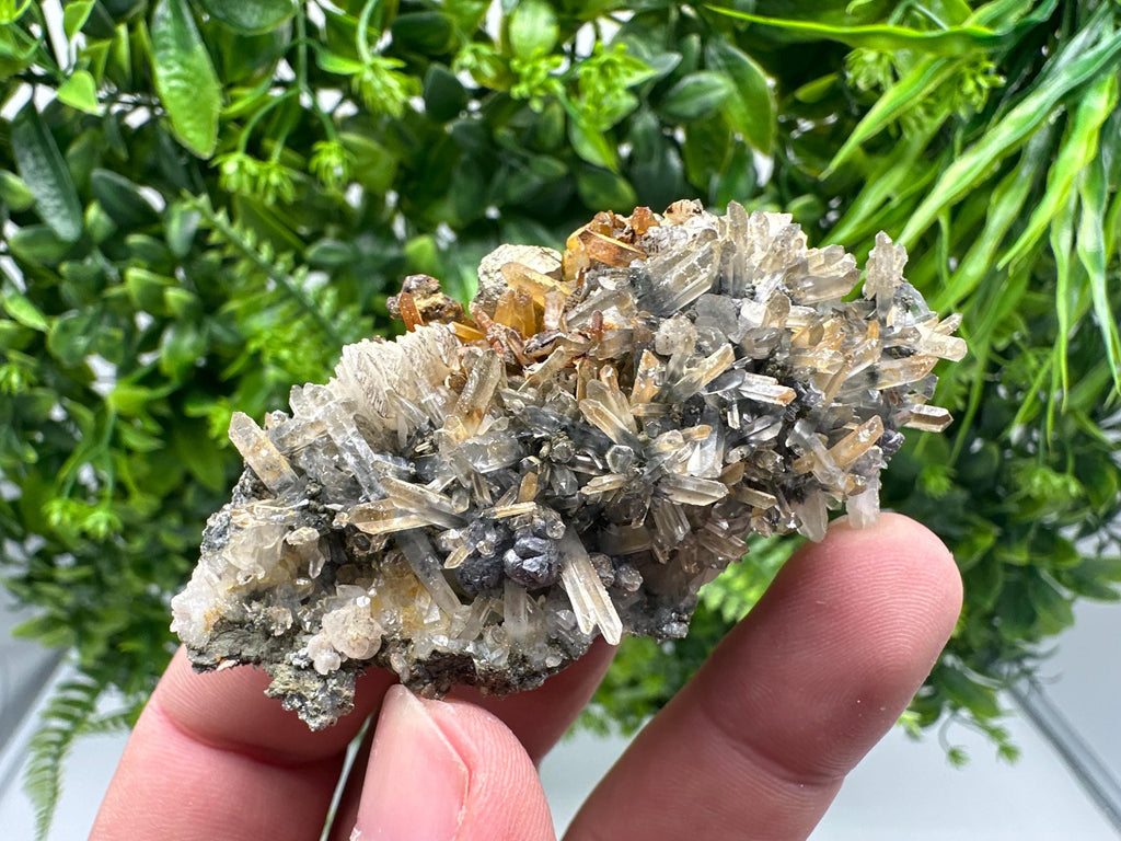 Rainbow Pyrite Sphalerite on Quartz: Natural Crystal Home Decor