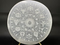 Natural Selenite Zodiac Disc (8/8cm): Engraved Crystal Decor