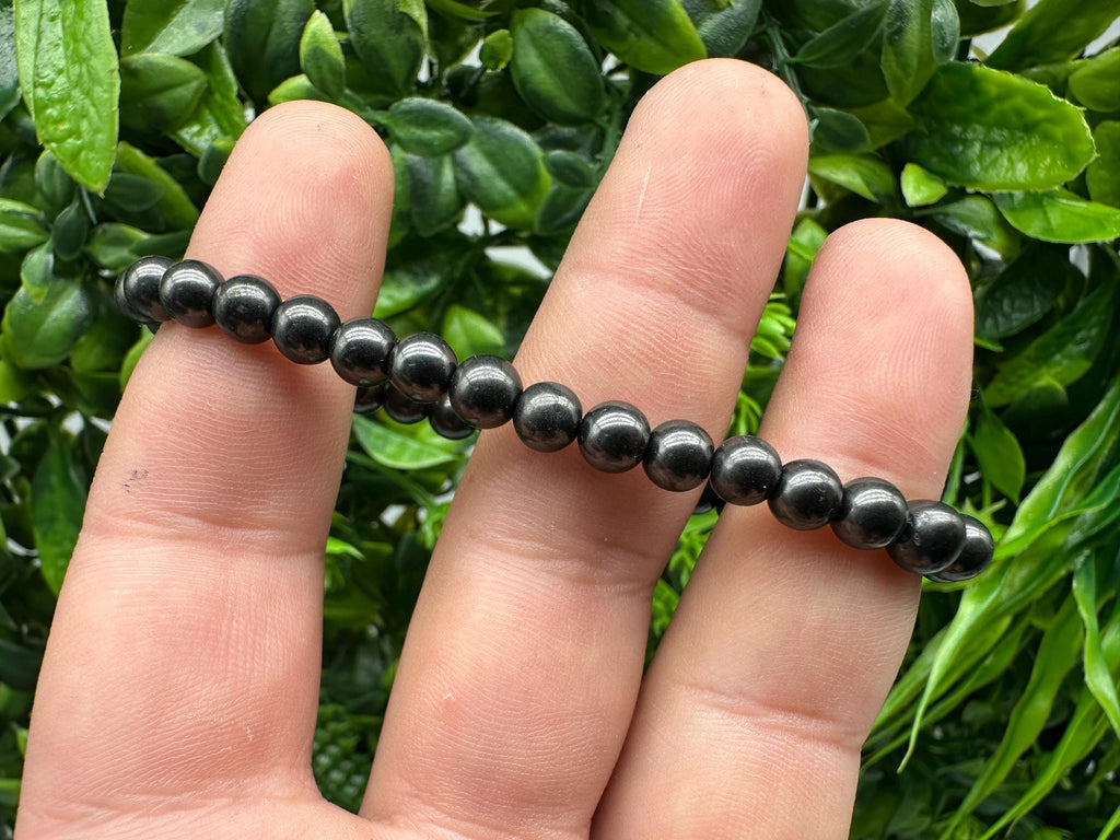 Shungite Bracelet: 6mm Round Gemstone, EMF Protection