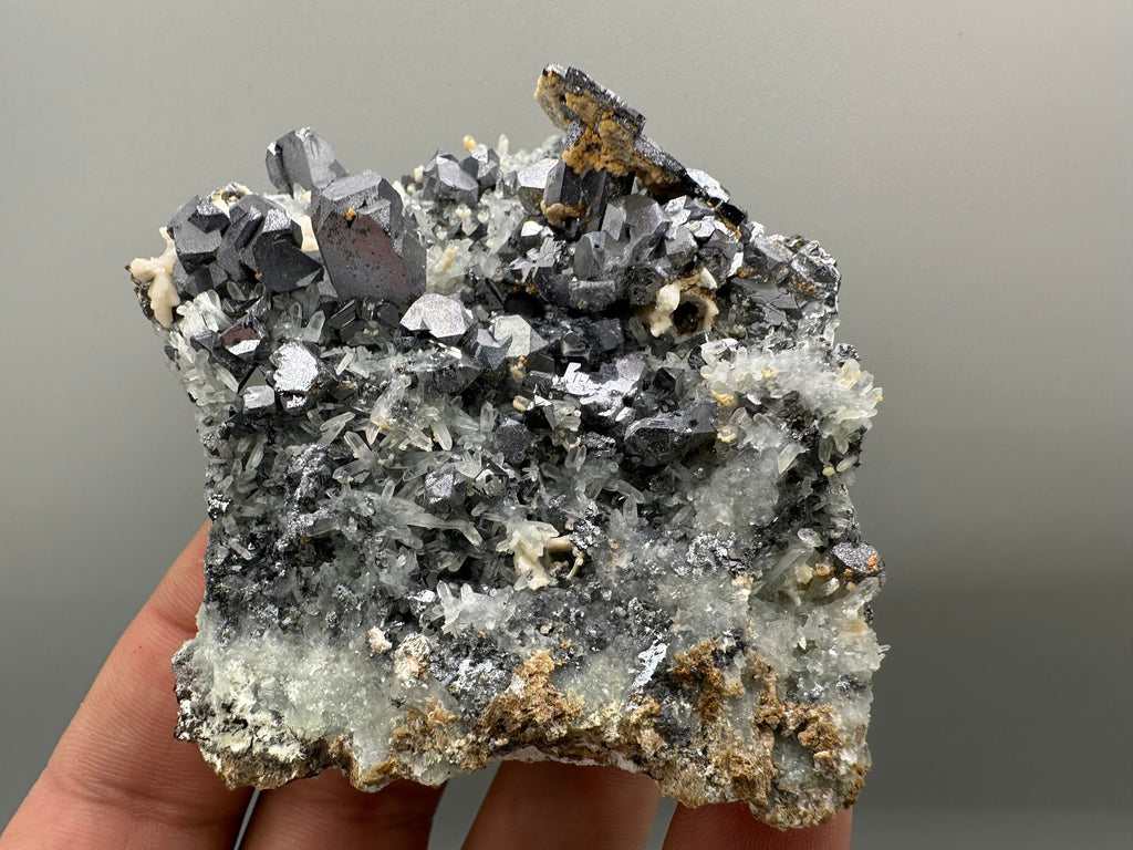 Skeletal Galena Mineral Specimen: Shiny Crystal Stone, Bulgaria