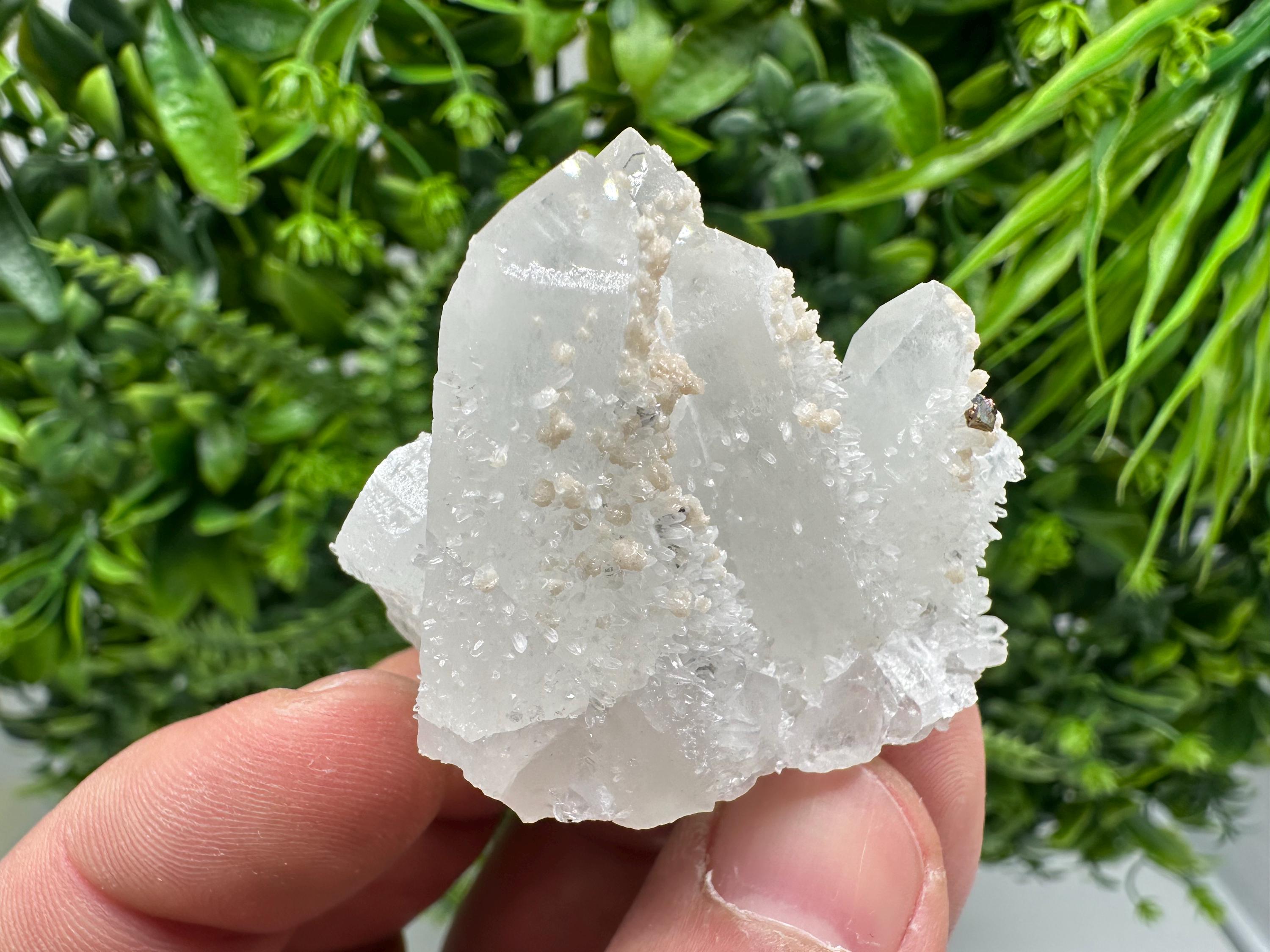 Calcite on Quartz,Pyrite Mineral Specimen Krushev dol  Mine, Bulgaria
