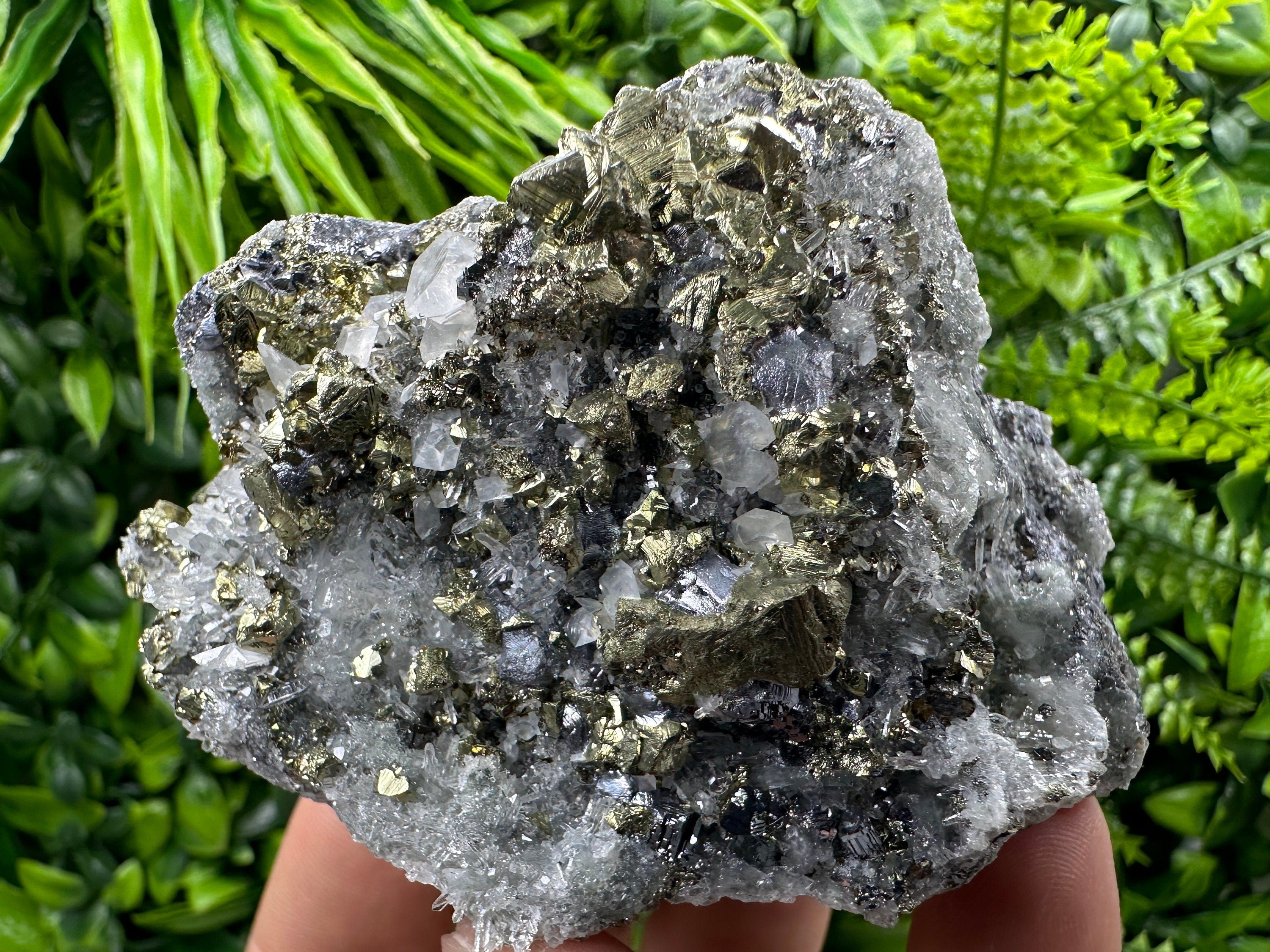 Chalcopyrite Galena on Quartz with Chlorite - Madan Bulgaria Crystal Decor