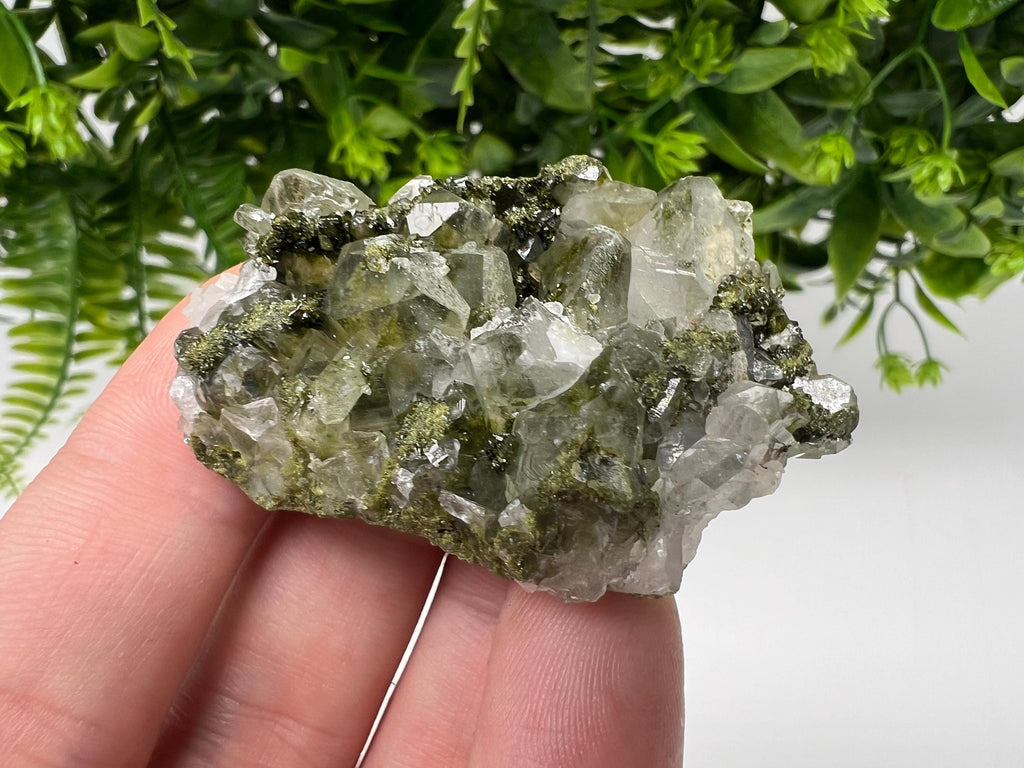 LARGE, Green Epidote with Quartz Crystals - Extremely Sparkly with Rainbows,souvenirs collection stone,gift,decor, Eastern Anatolian, Turkey