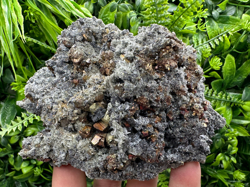 Rainbow Pyrite on Quartz with Oxide, Borieva Bulgaria Mineral Specimen