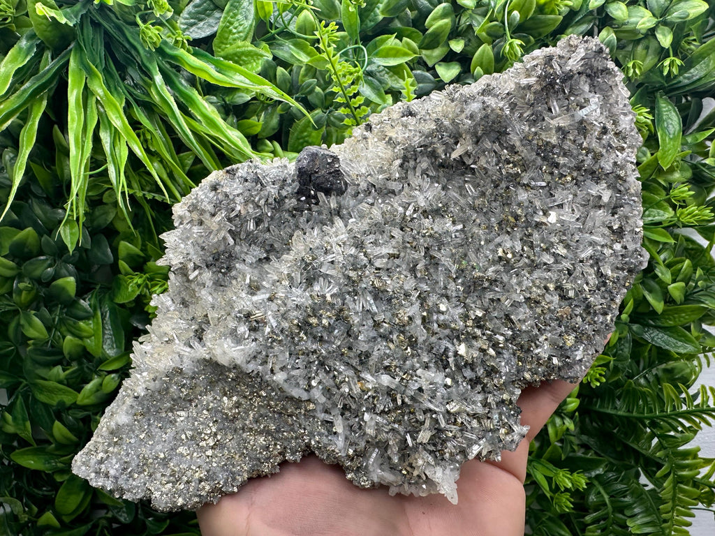 Sphalerite on Quartz with Pyrite, Borieva Mine Mineral Specimen