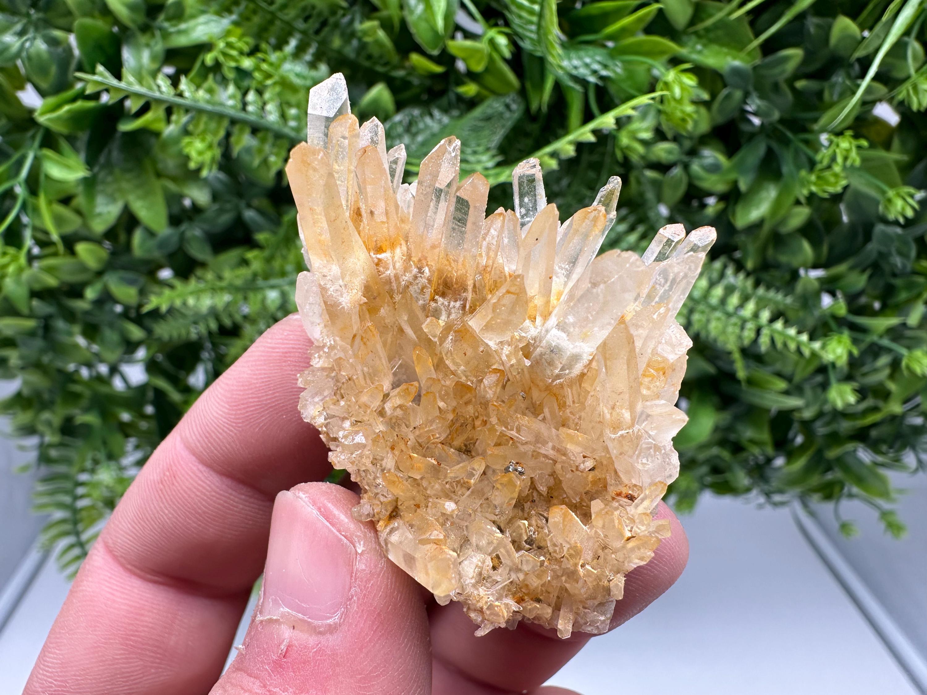 Transparent Quartz Limonite Crystal Cluster, 9th September mine,Mine, Bulgaria,natural,collection mineral specimen