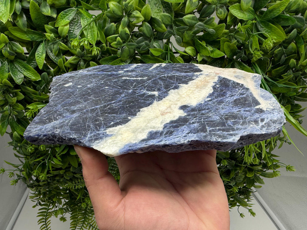 Polished Sodalite Slice – Natural Blue Crystal Slab, Home Decor Accent