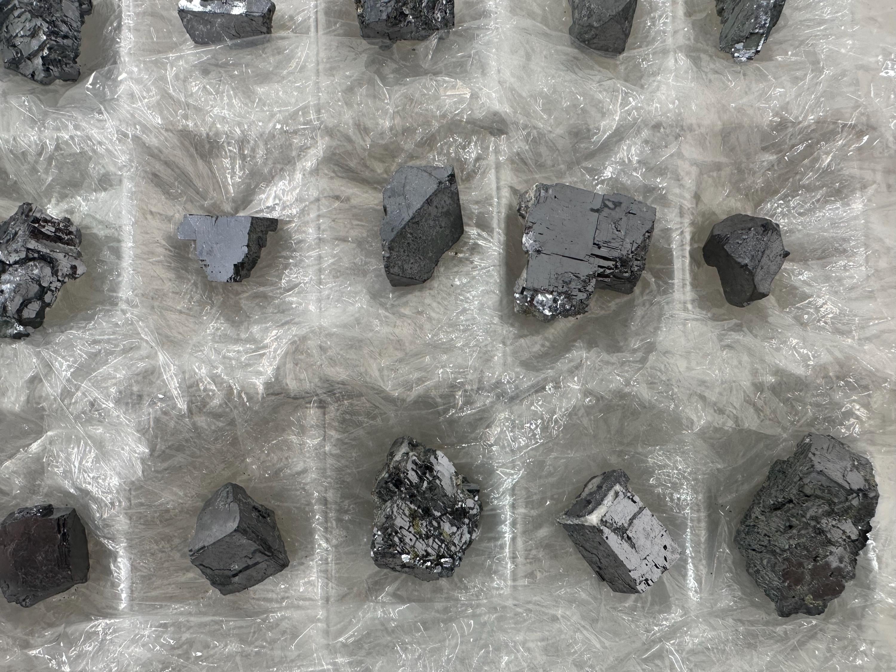 Shiny Galena Cluster Chunks: Madan Bulgaria Minerals (Set of 15)