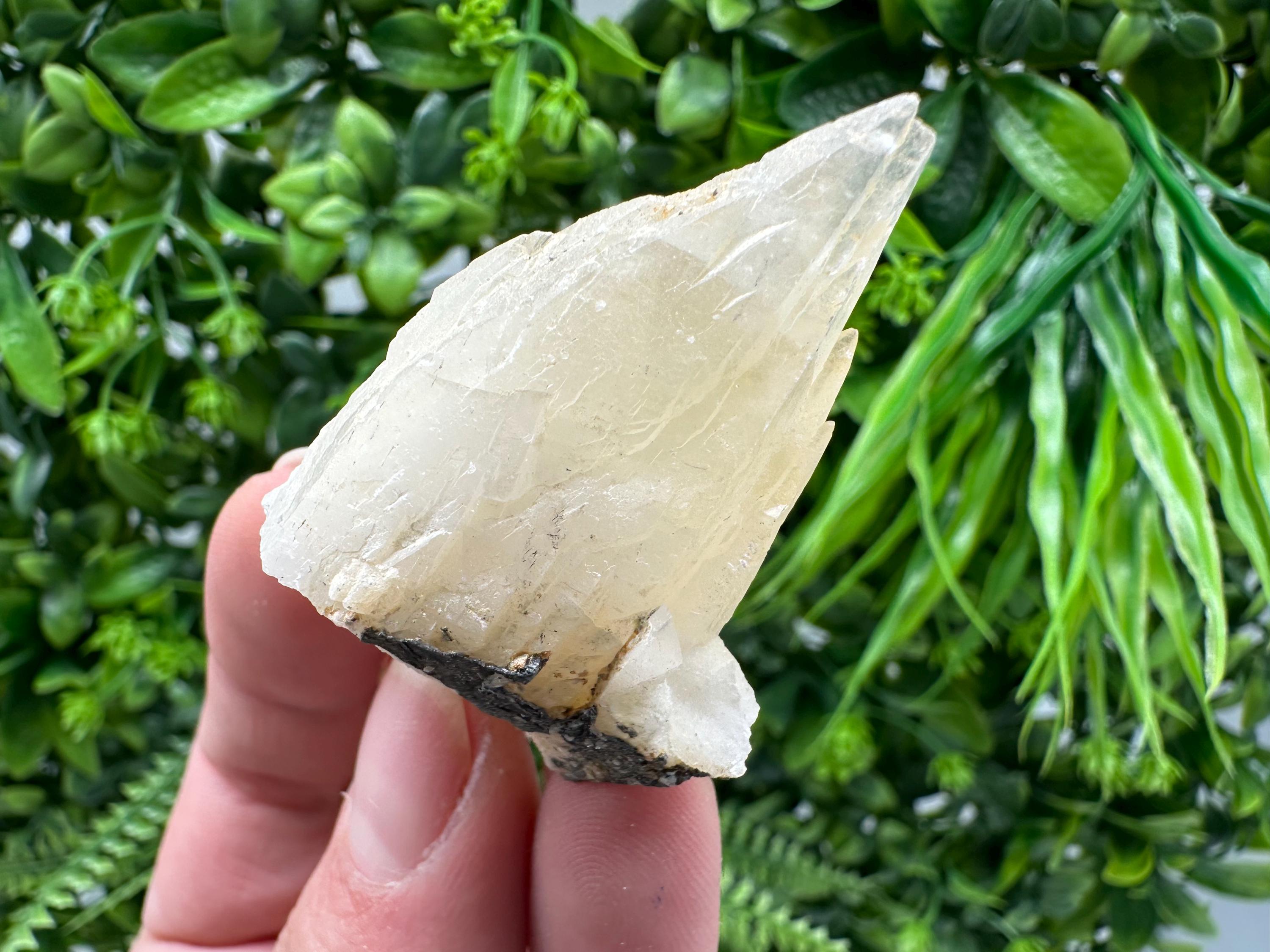 Calcite on Green Quartz: Laki Bulgaria Healing Crystal