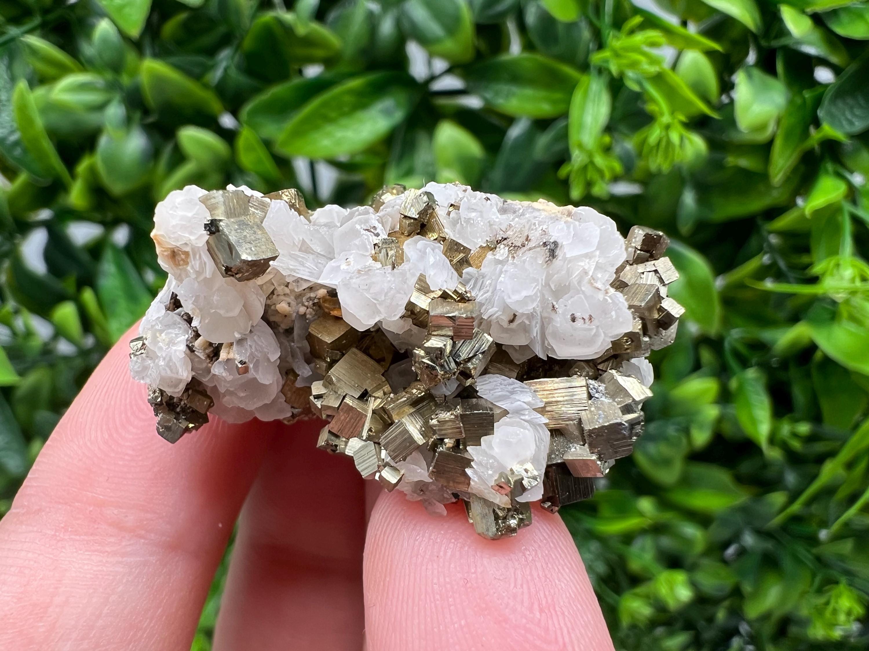Rainbow Pyrite with Calcite, Natural Mineral Specimen, Borieva Bulgaria