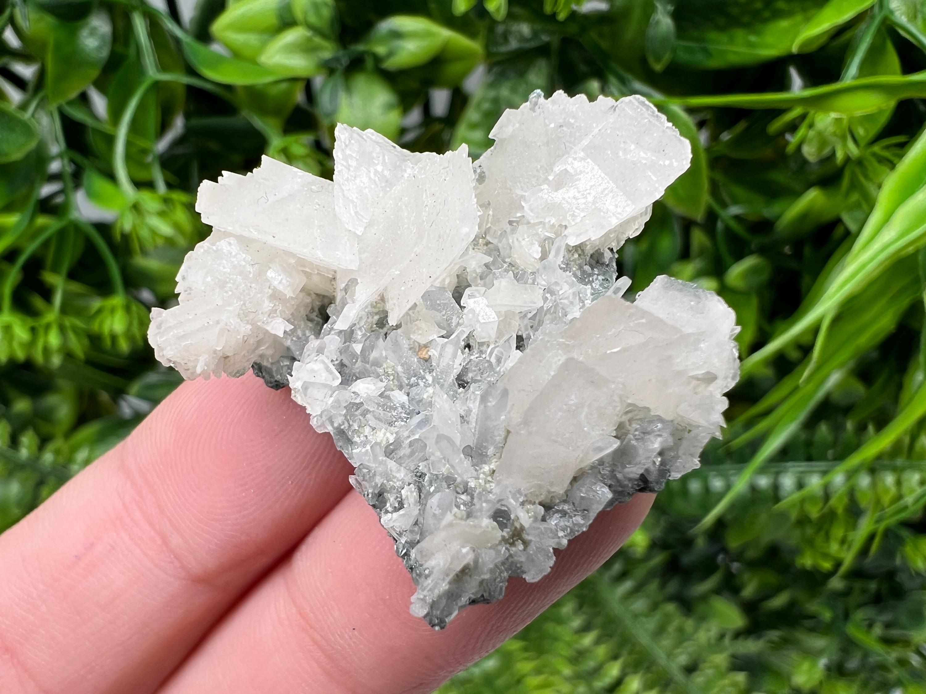 Calcite on Quartz Crystal Cluster - Borieva Mine, Bulgaria