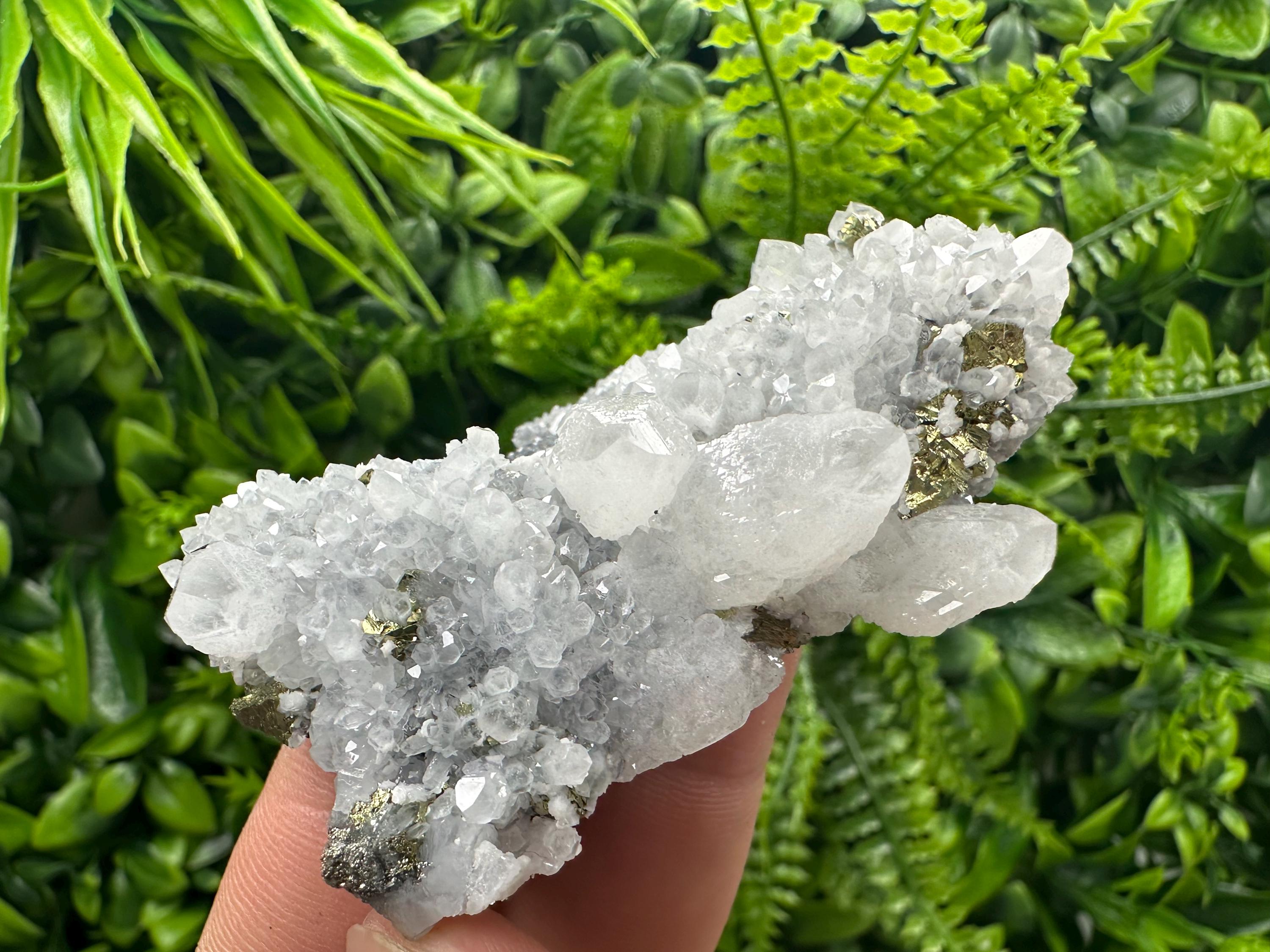 Chalcopyrite on Quartz Cluster, Krushev Dol Mine, Bulgaria, Mineral Specimen