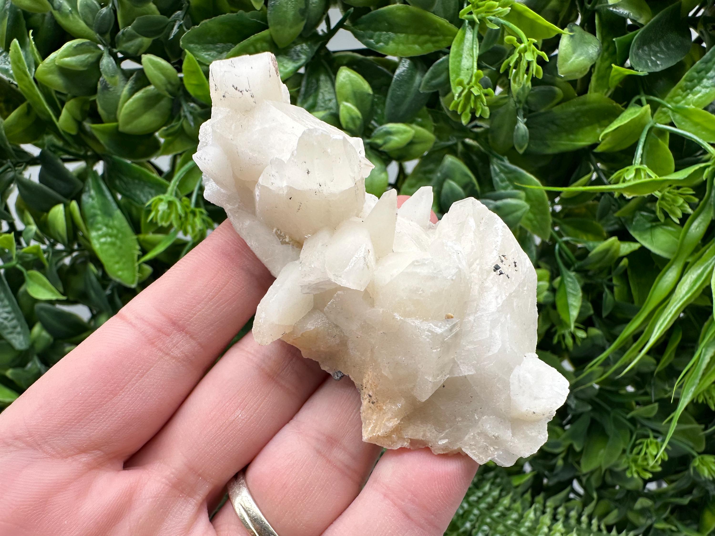 Calcite on Green Quartz: Laki Bulgaria Healing Crystal