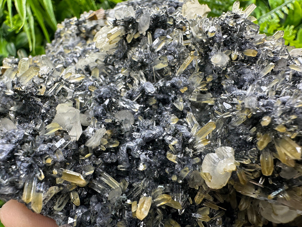 Pyrite Galena Calcite Sphalerite on Quartz Crystal: Borieva Bulgaria Decor Stone