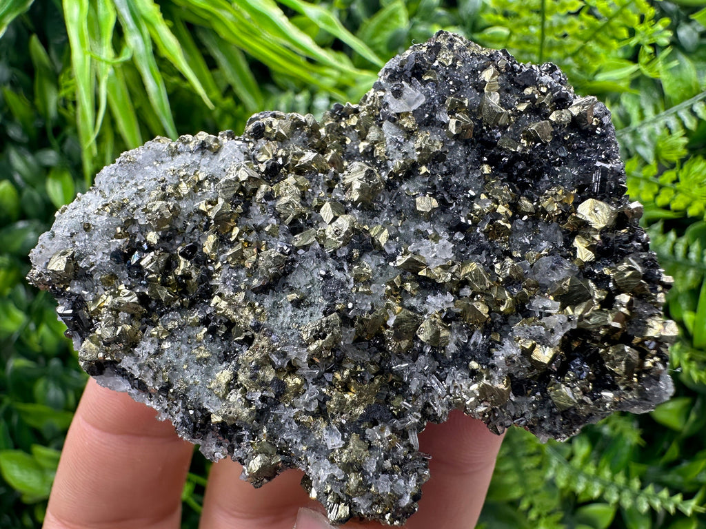 Chalcopyrite with Sphalerite on Quartz, Bulgaria Mineral Specimen