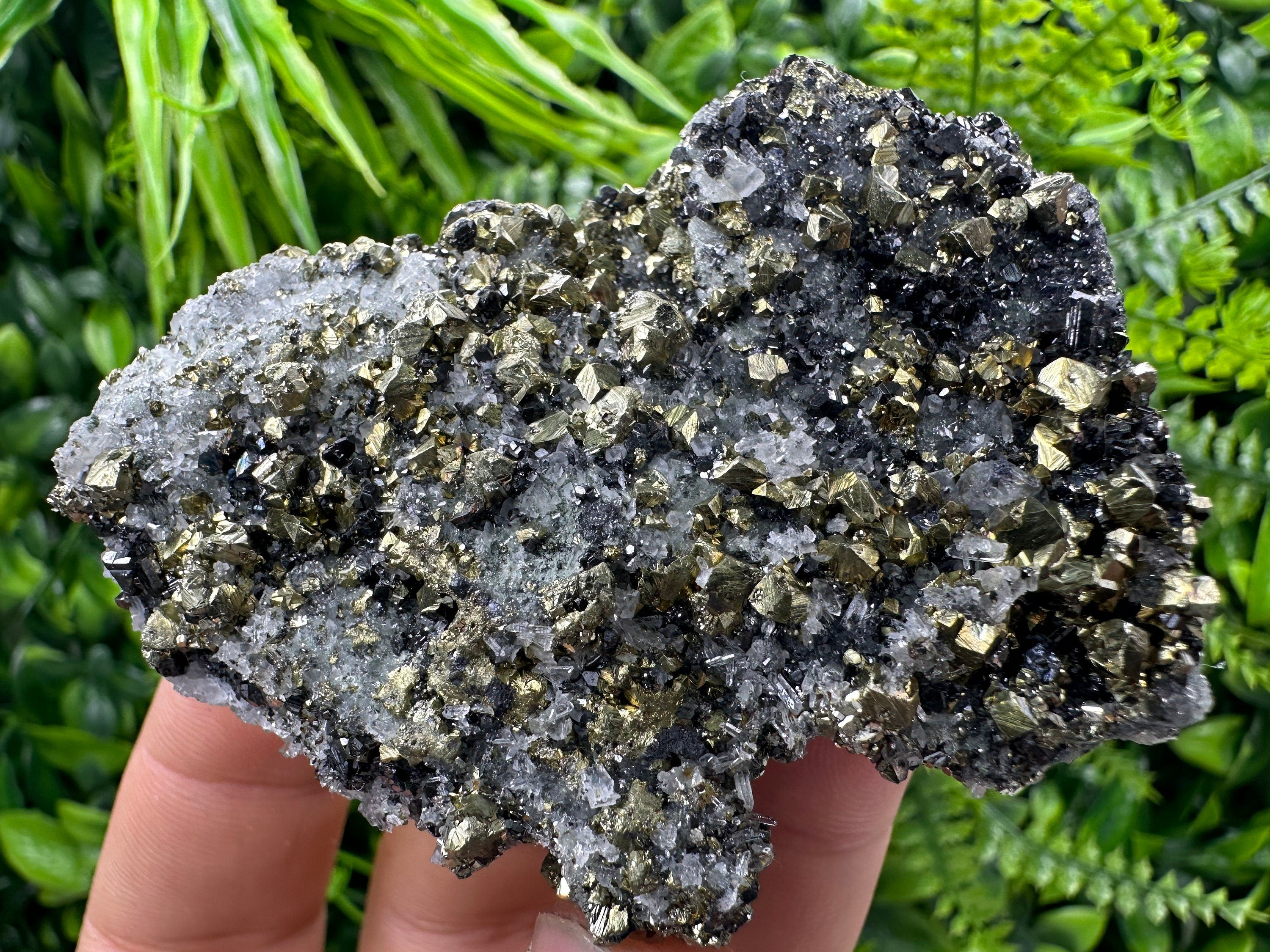 Chalcopyrite with Sphalerite on Quartz, Bulgaria Mineral Specimen