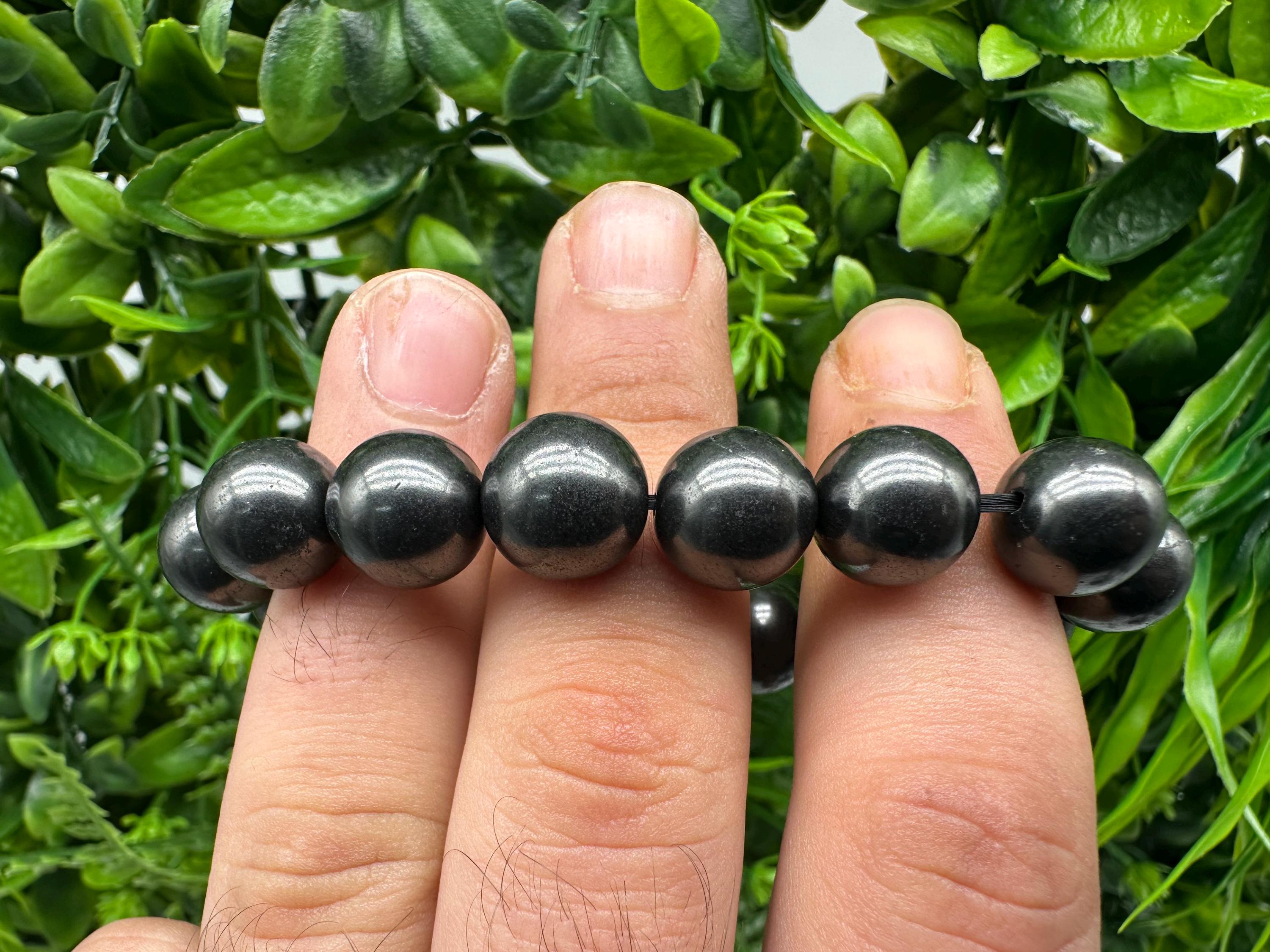 Shungite Bracelet: Natural Gemstone, EMF Protection, 10mm Beaded Bracelet