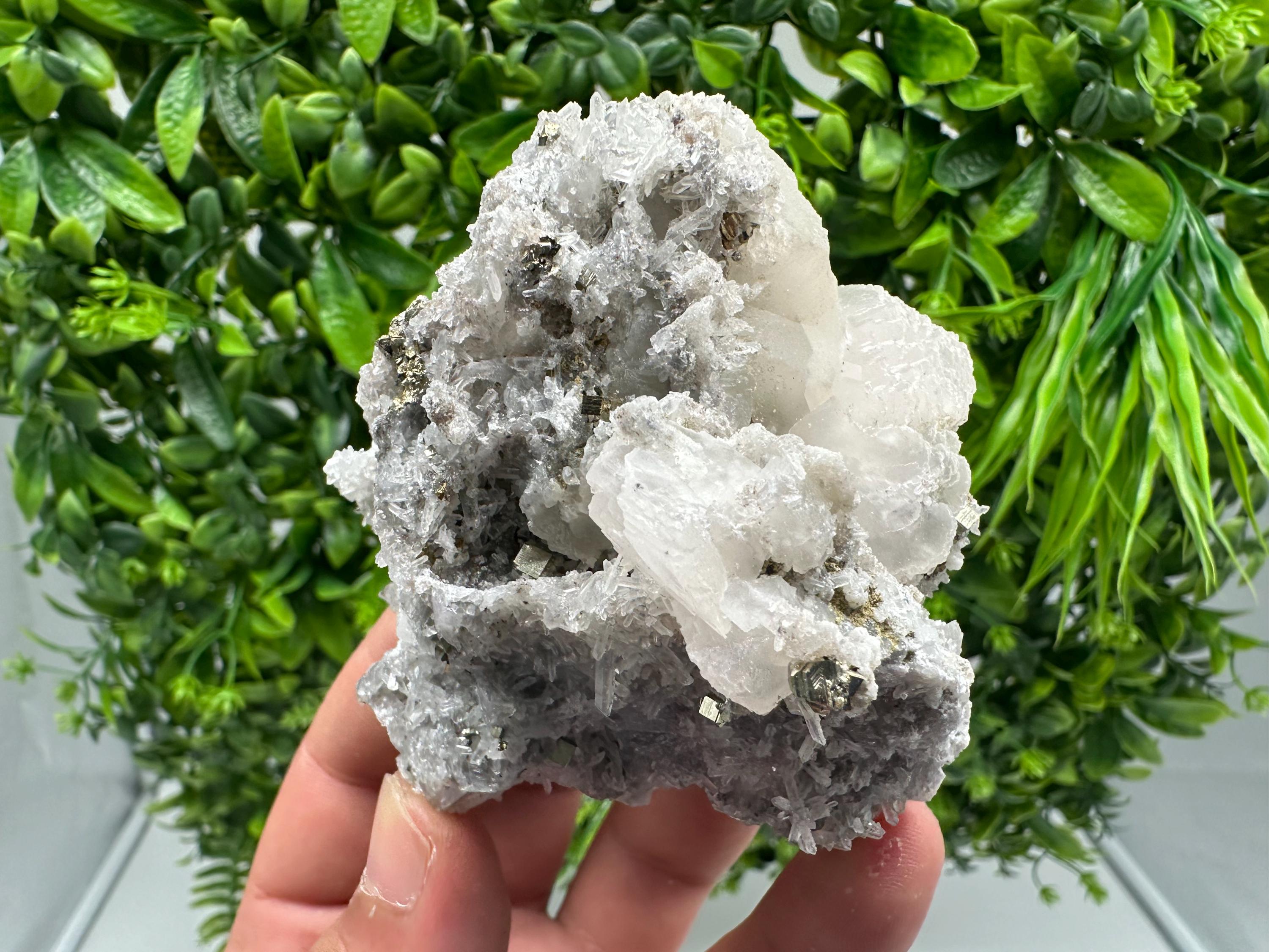 Stunning Pyrite on Quartz,Calcite from Borieva mine,Madan,Bulgaria,natural,collectible mineral specimen,home decor stone,collection crystal