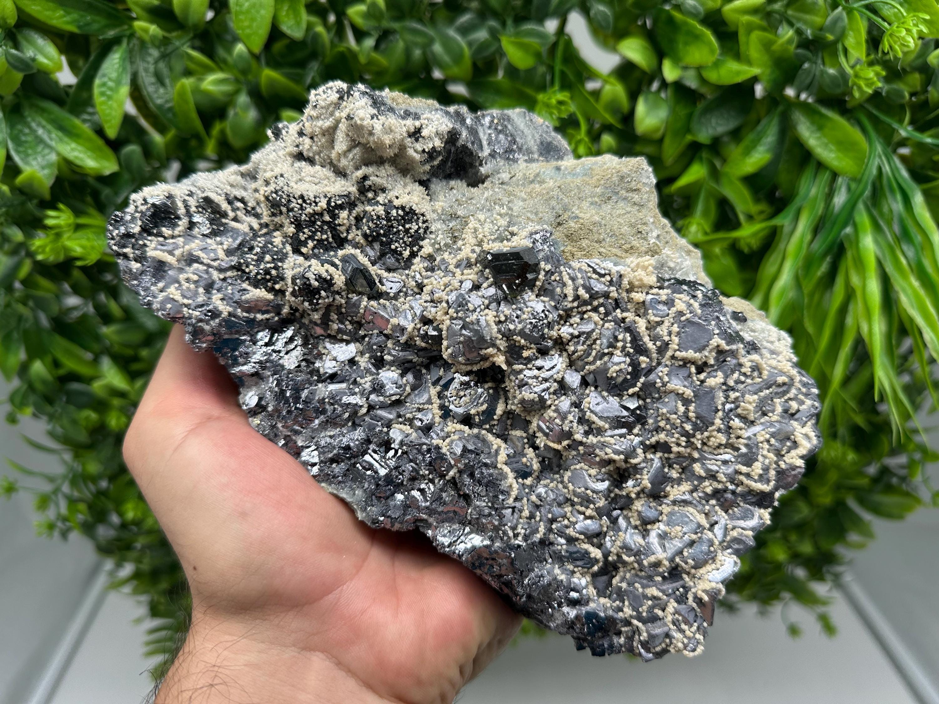 Skeletal Galena Mineral Specimen: Sphalerite, Quartz, Calcite - Krushev Dol Mine
