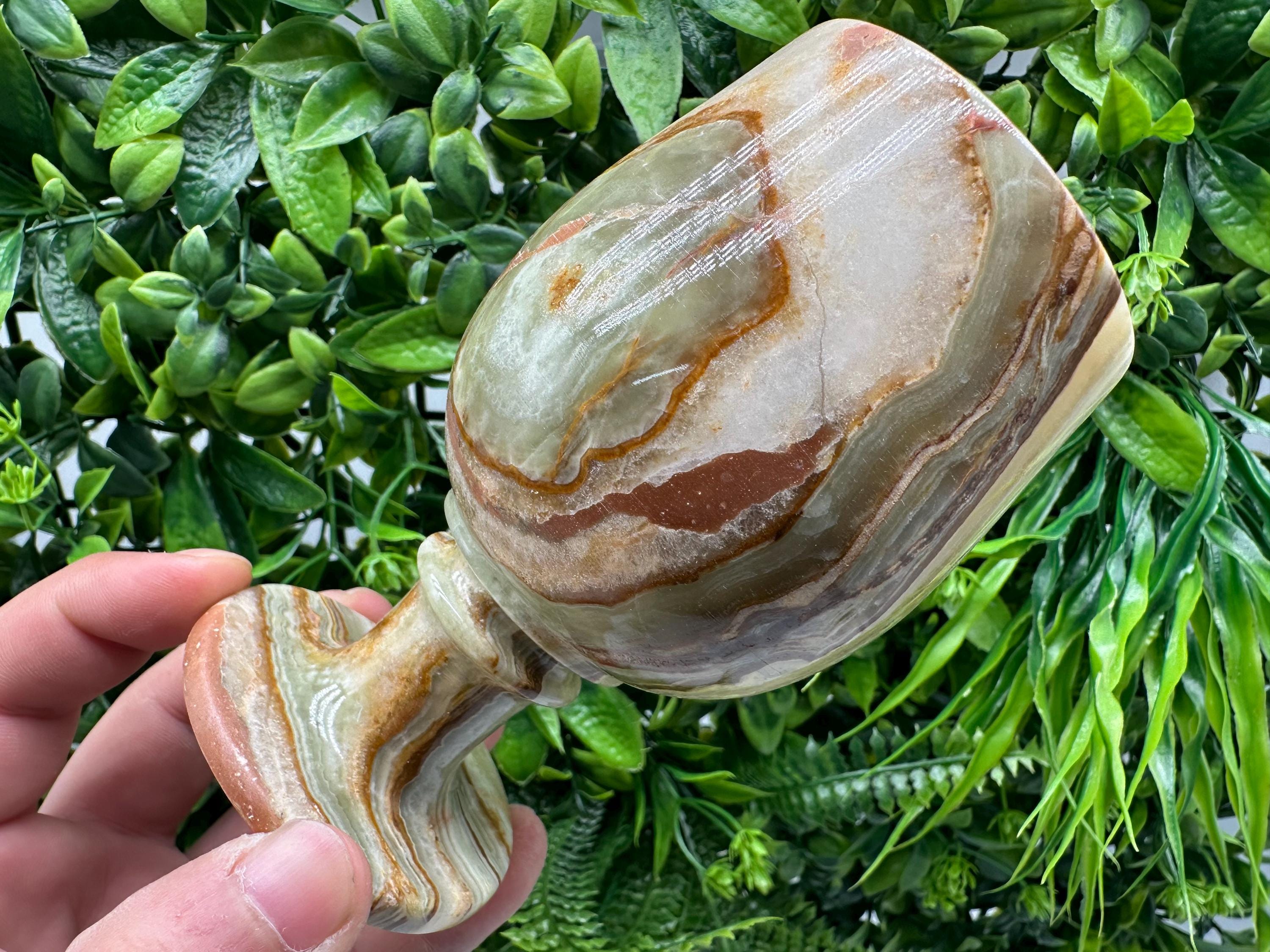 Vintage Onyx Goblet: Natural Stone Wine Cup, Barware