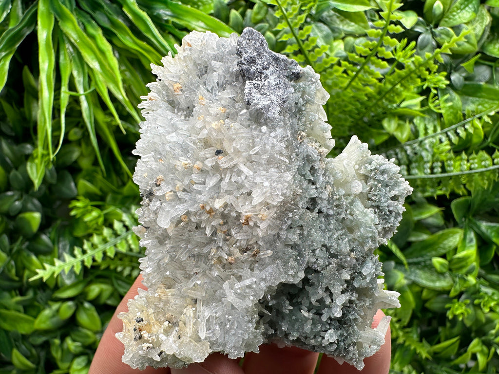 Chlorite Quartz Cluster: Bulgarian Mineral Specimen, Home Decor Stone