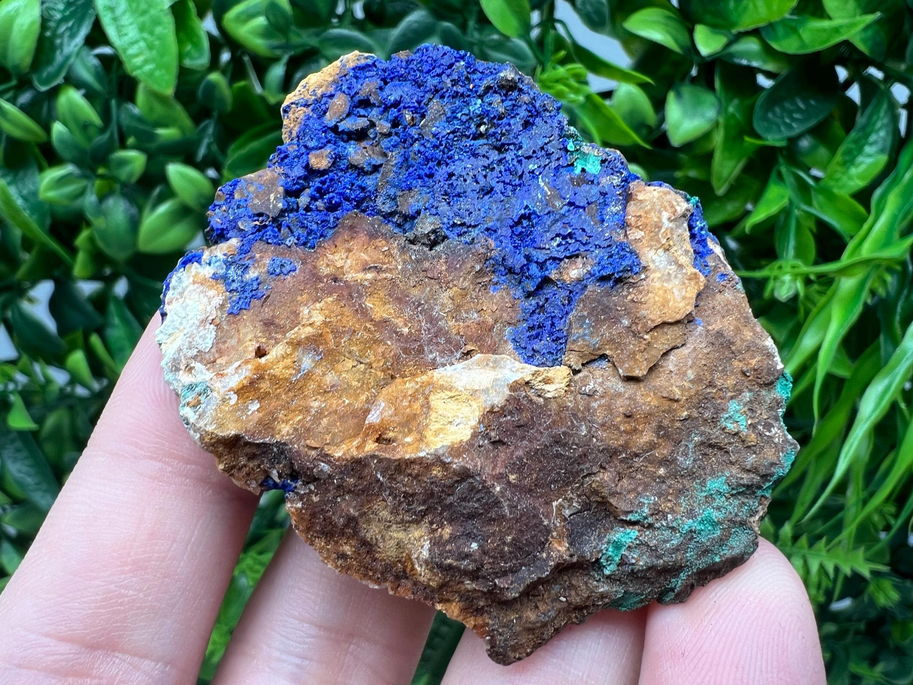 Azurite Malachite Mineral Specimen: Moroccan Blue-Green Crystal, Home Decor