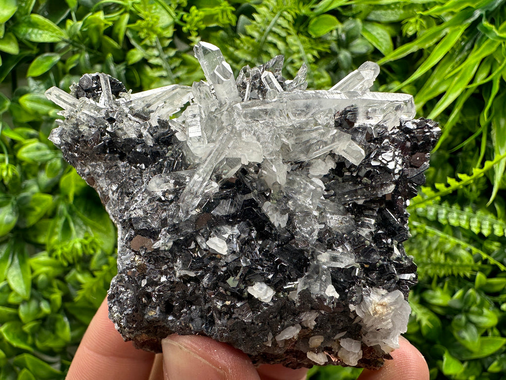 Quartz Calcite on Sphalerite: Natural Crystal Mineral Decor