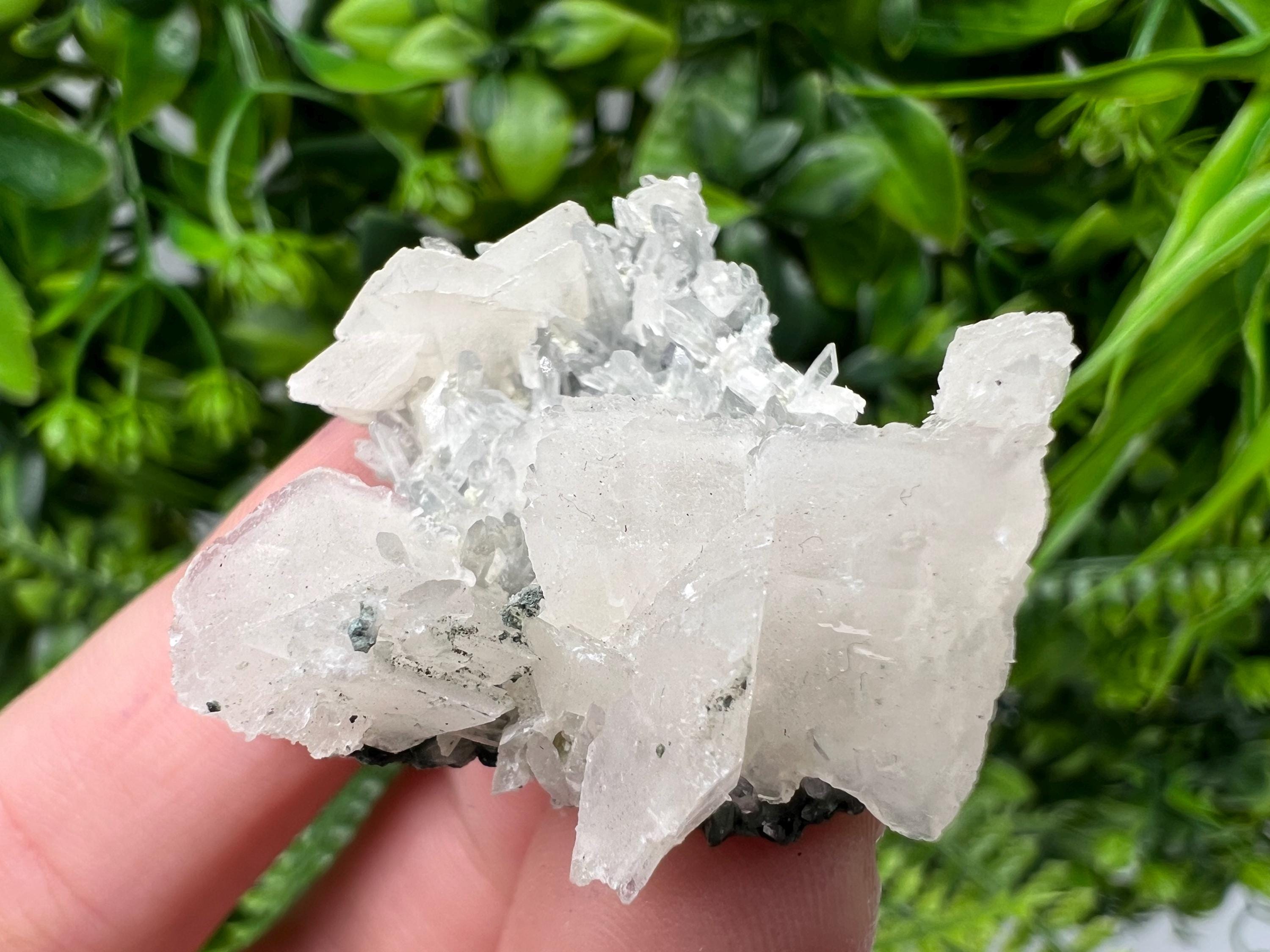 Calcite on Quartz Crystal Cluster - Borieva Mine, Bulgaria