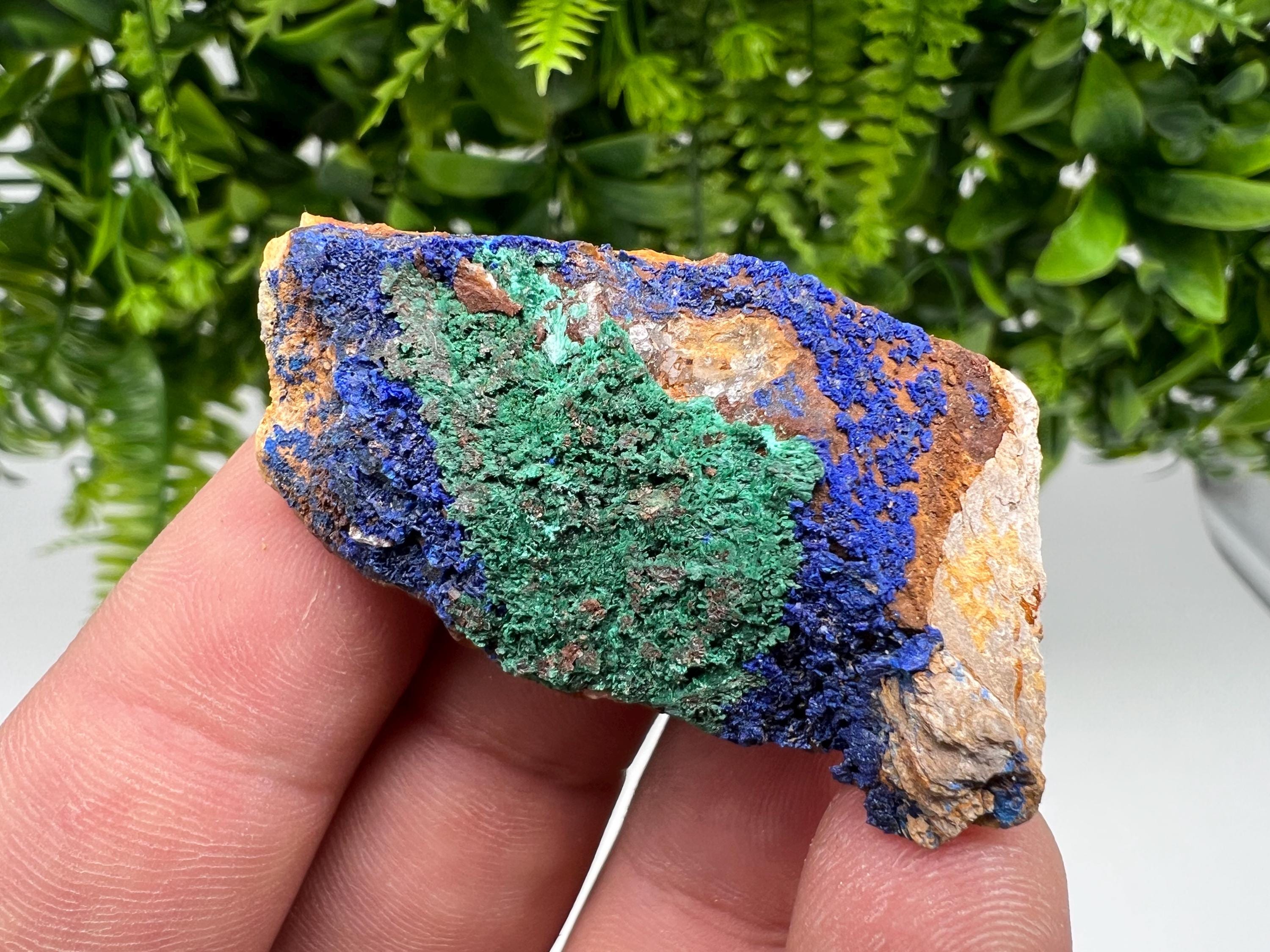 Moroccan Azurite Malachite Mineral Specimen, Rare Crystal Collection