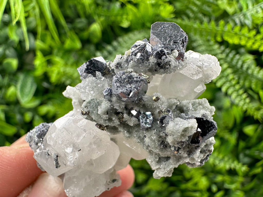 Galena Chalcopyrite on Calcite and Quartz, Borieva Bulgaria