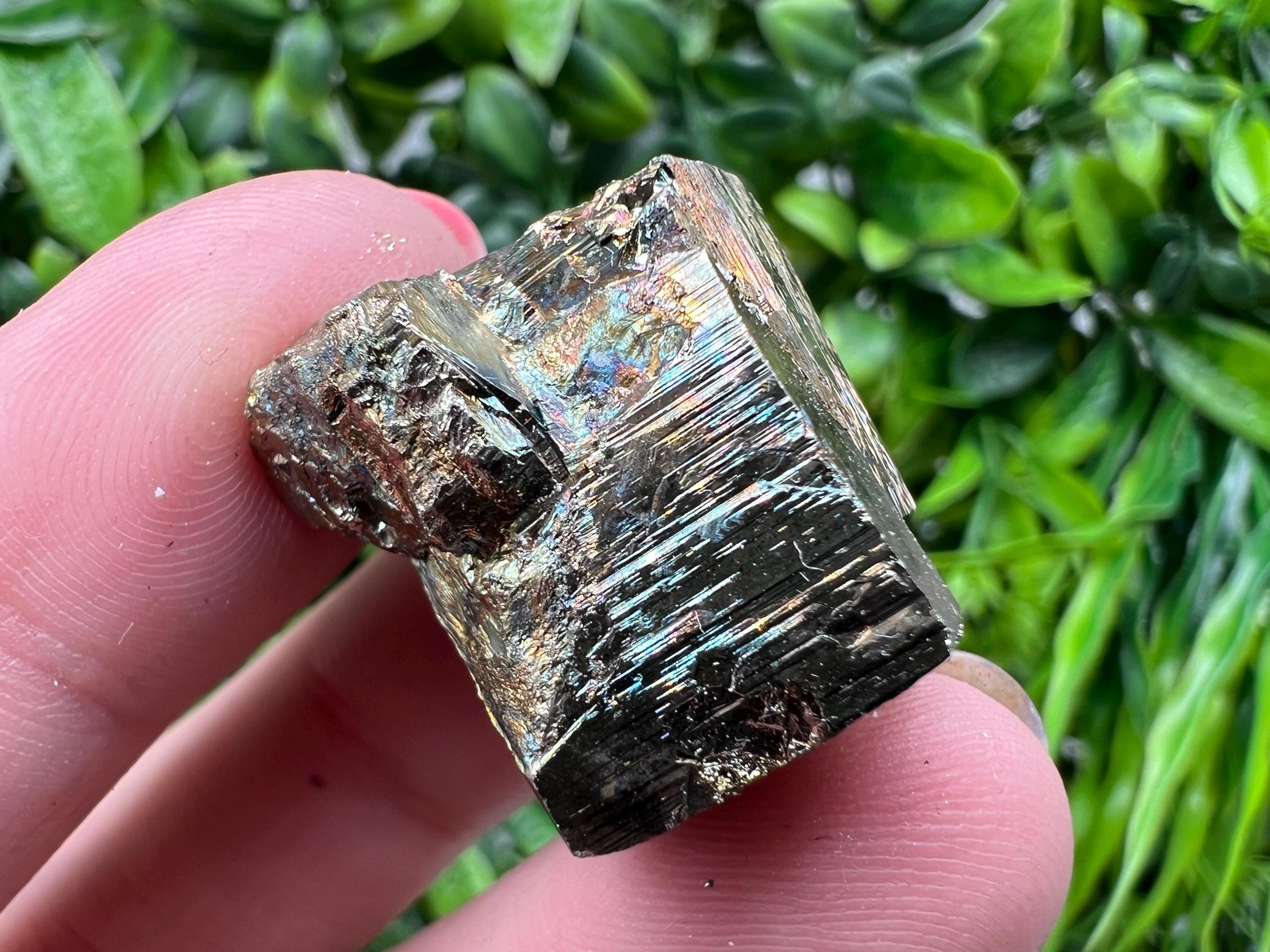 Rainbow Pyrite with Calcite, Natural Crystal Mineral Souvenir