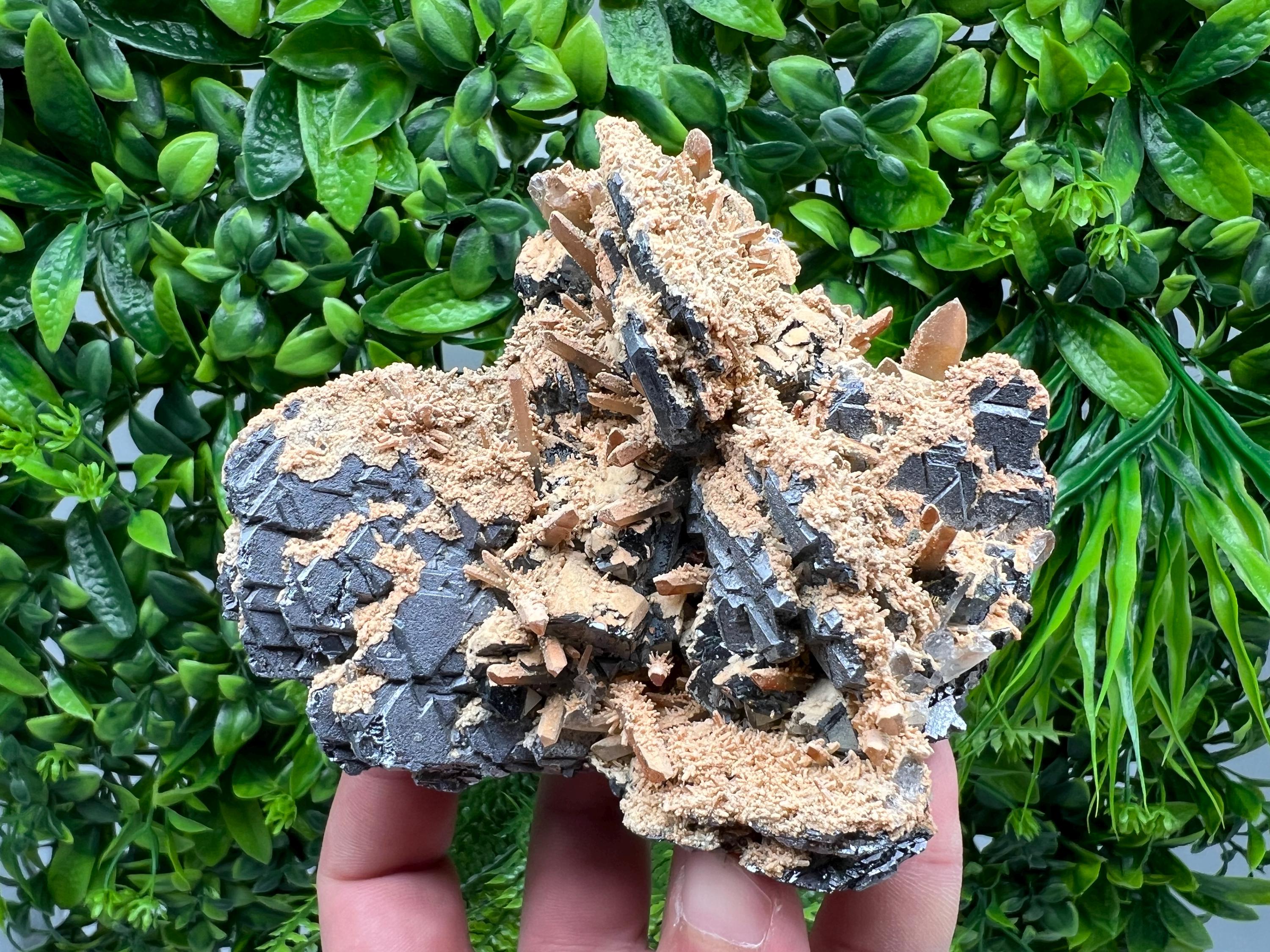 Spinel Law Galena with Quartz and Calcite Mineral Specimen