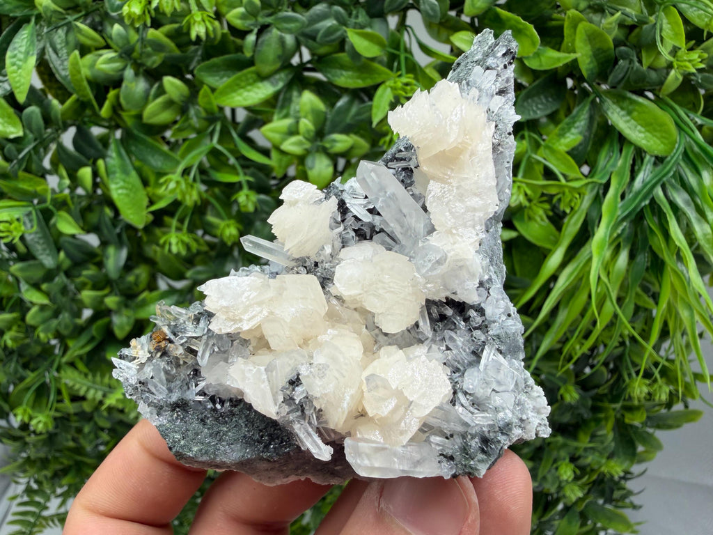 White Calcite Quartz Cluster Mineral Specimen, Krushev Dol Mine, Bulgaria Collection