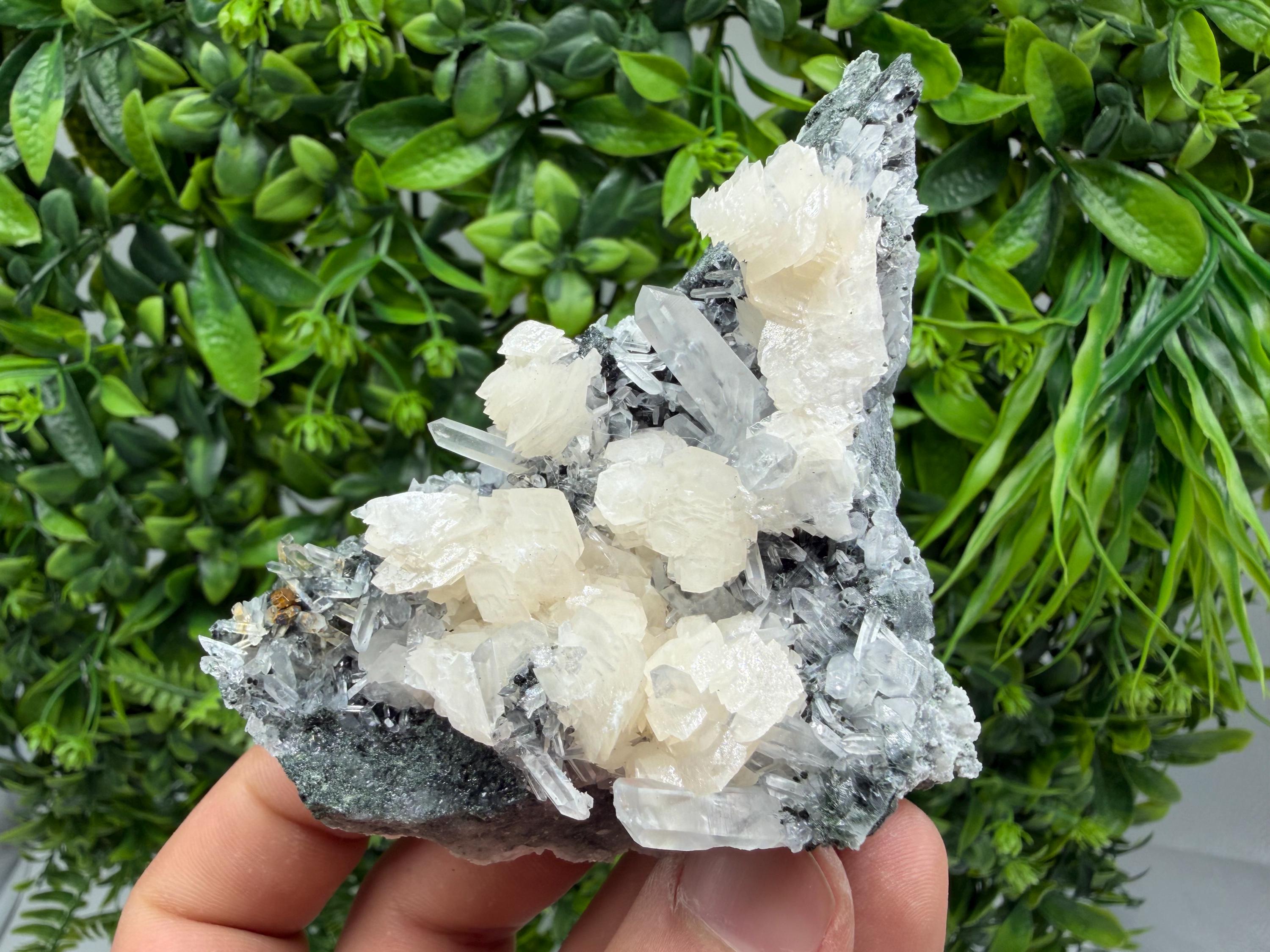 White Calcite Quartz Cluster Mineral Specimen, Krushev Dol Mine, Bulgaria Collection