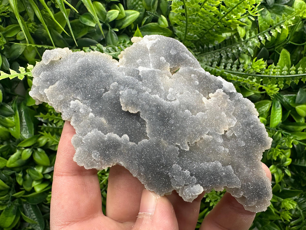 Blue Chalcedony Quartz with Chlorite Inclusions: Bulgaria Crystal Decor Stone