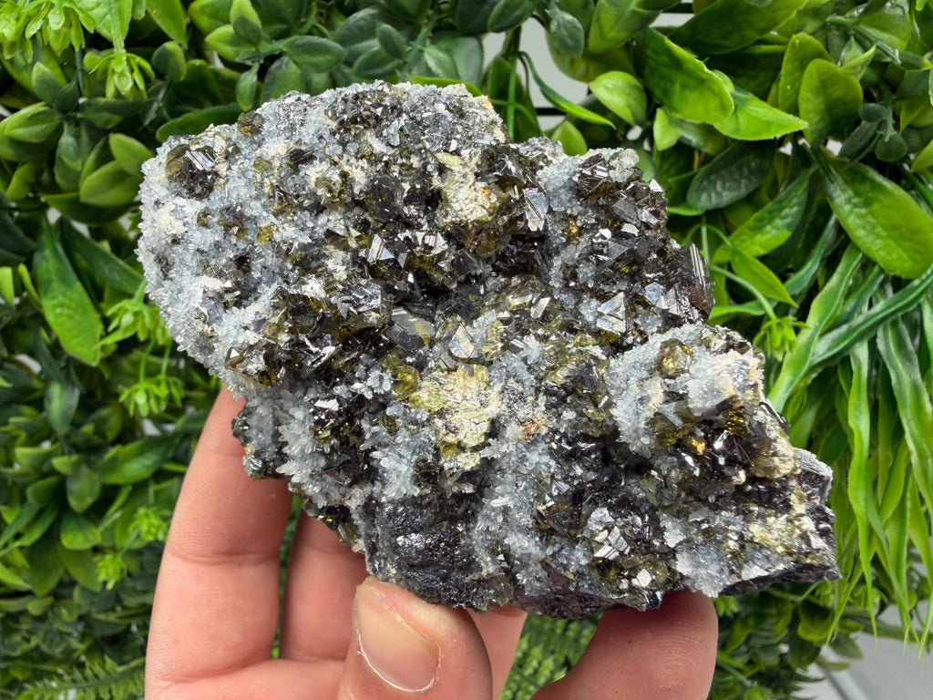 Sphalerite Cleiopfane on Quartz Mineral Specimen, Krushev Dol Mine, Bulgaria Home Decor Stone